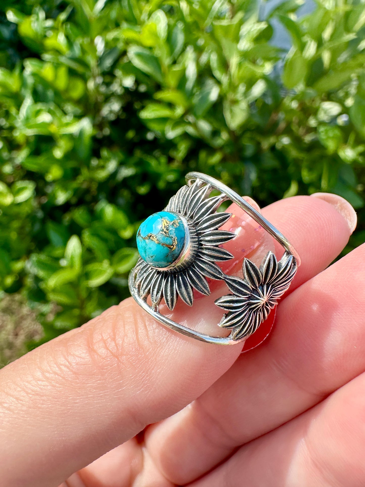 Turquoise Sterling Silver Ring Size 8 - Vibrant Blue Gemstone, Elegant Handcrafted Jewelry, Perfect for Daily Wear or Special Occasions