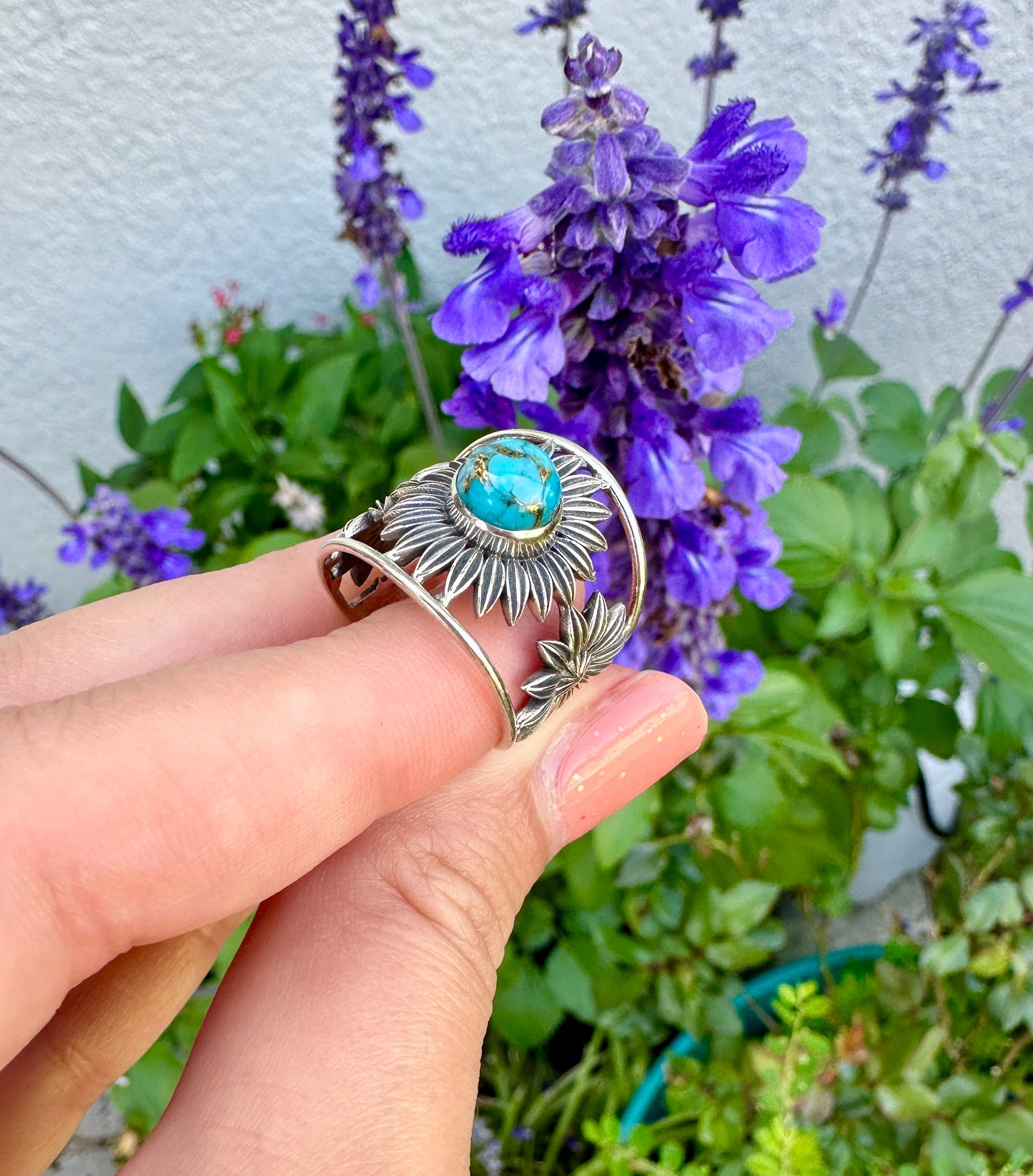 Turquoise Sterling Silver Ring Size 8 - Vibrant Blue Gemstone, Elegant Handcrafted Jewelry, Perfect for Daily Wear or Special Occasions