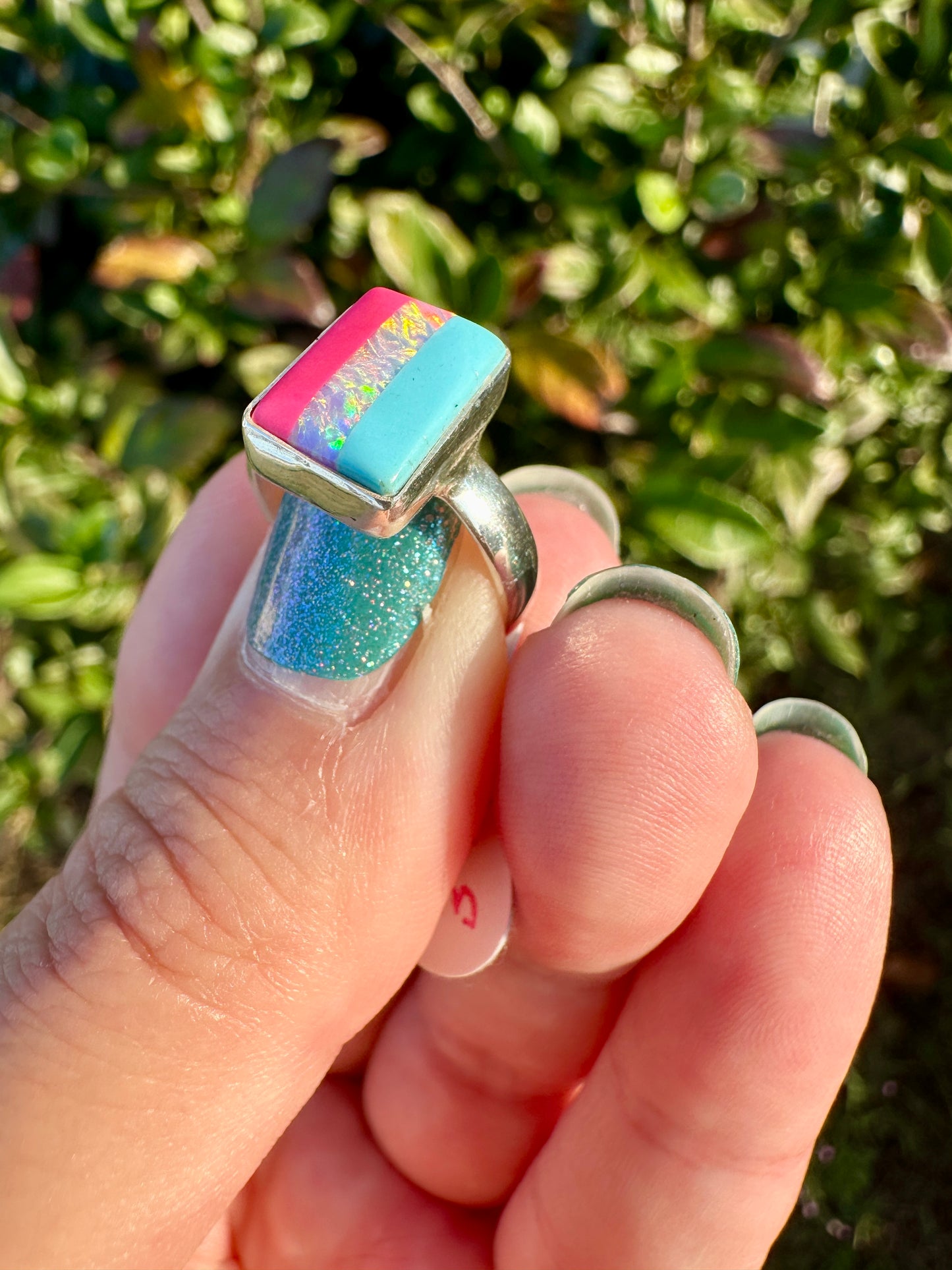 Opal Ring Sterling Silver, Dainty Gemstone Jewelry, Size 5.25 Boho Ring, Unique Opal Birthstone Gift, Minimalist Silver Ring for Women