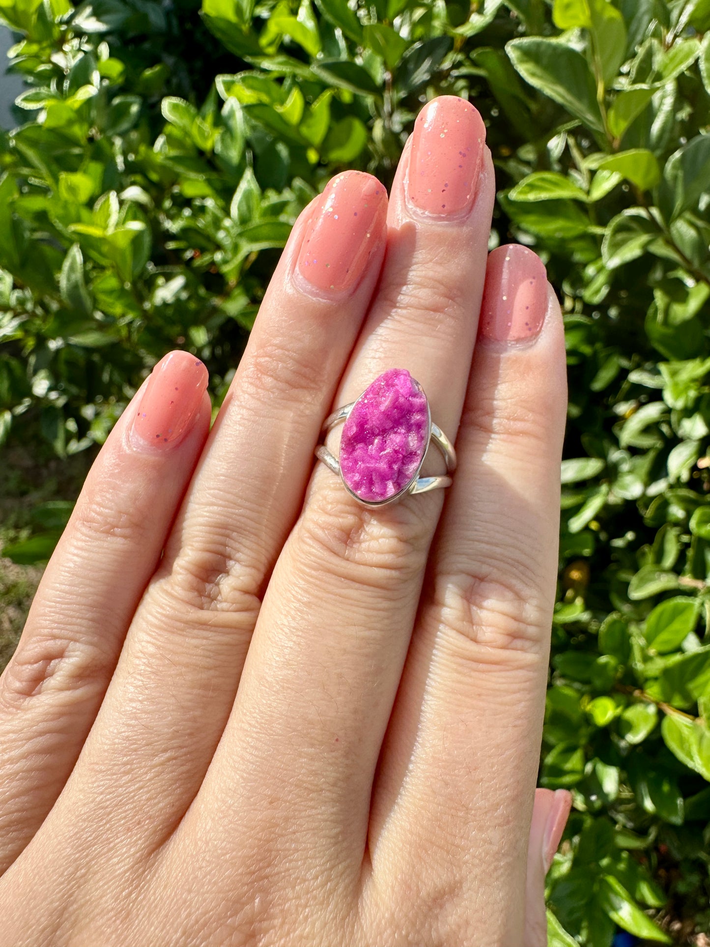 Cobaltoan Calcite Sterling Silver Ring Size 7 - Vibrant Pink Gemstone Jewelry for Love and Healing, Elegant Accessory