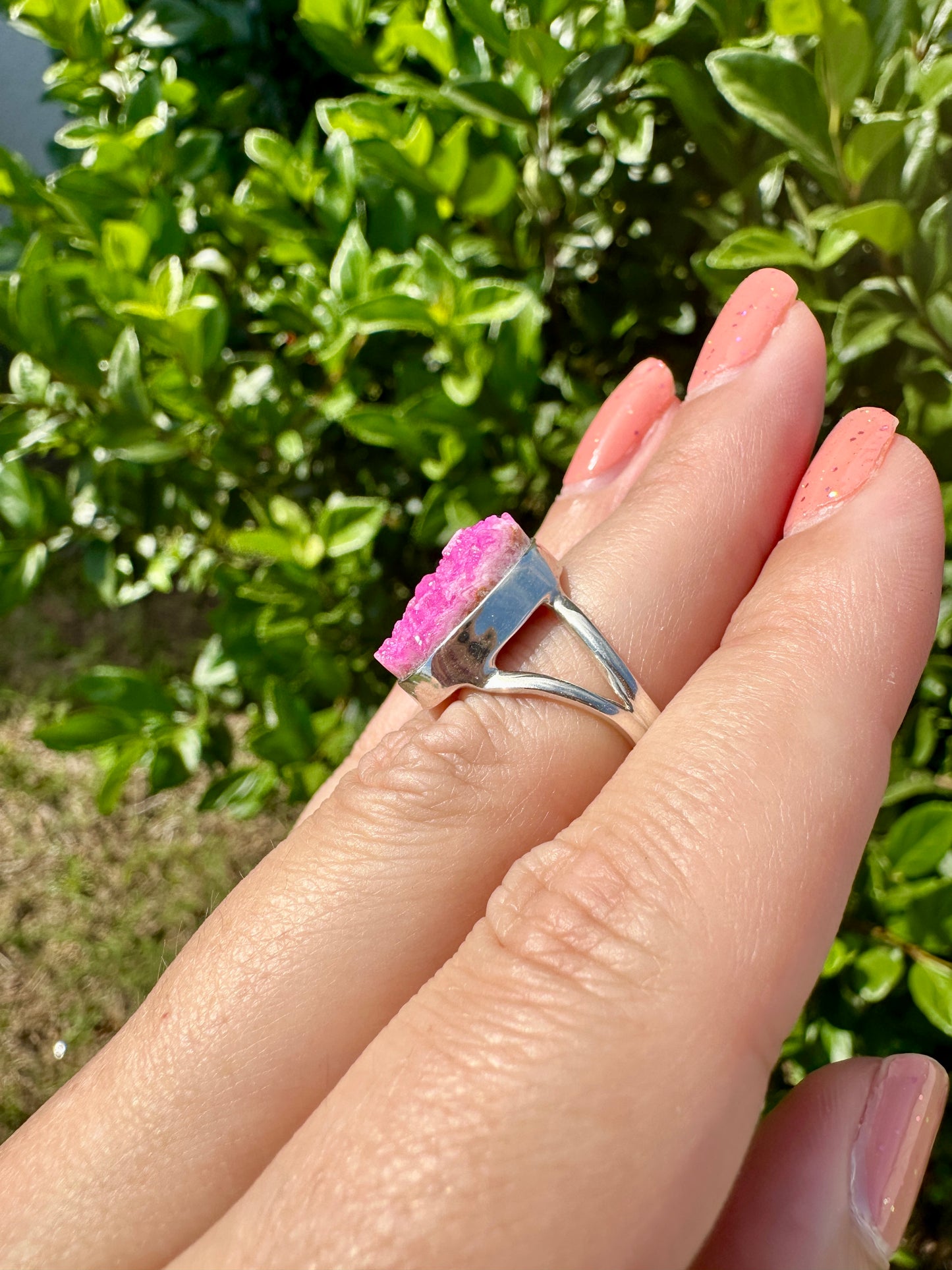 Cobaltoan Calcite Sterling Silver Ring Size 7 - Vibrant Pink Gemstone Jewelry for Love and Healing, Elegant Accessory