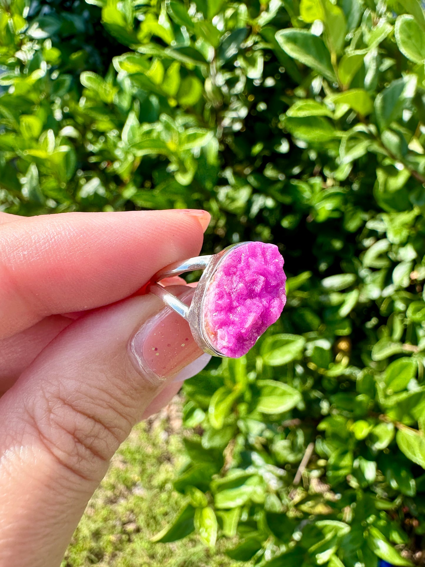 Cobaltoan Calcite Sterling Silver Ring Size 7 - Vibrant Pink Gemstone Jewelry for Love and Healing, Elegant Accessory