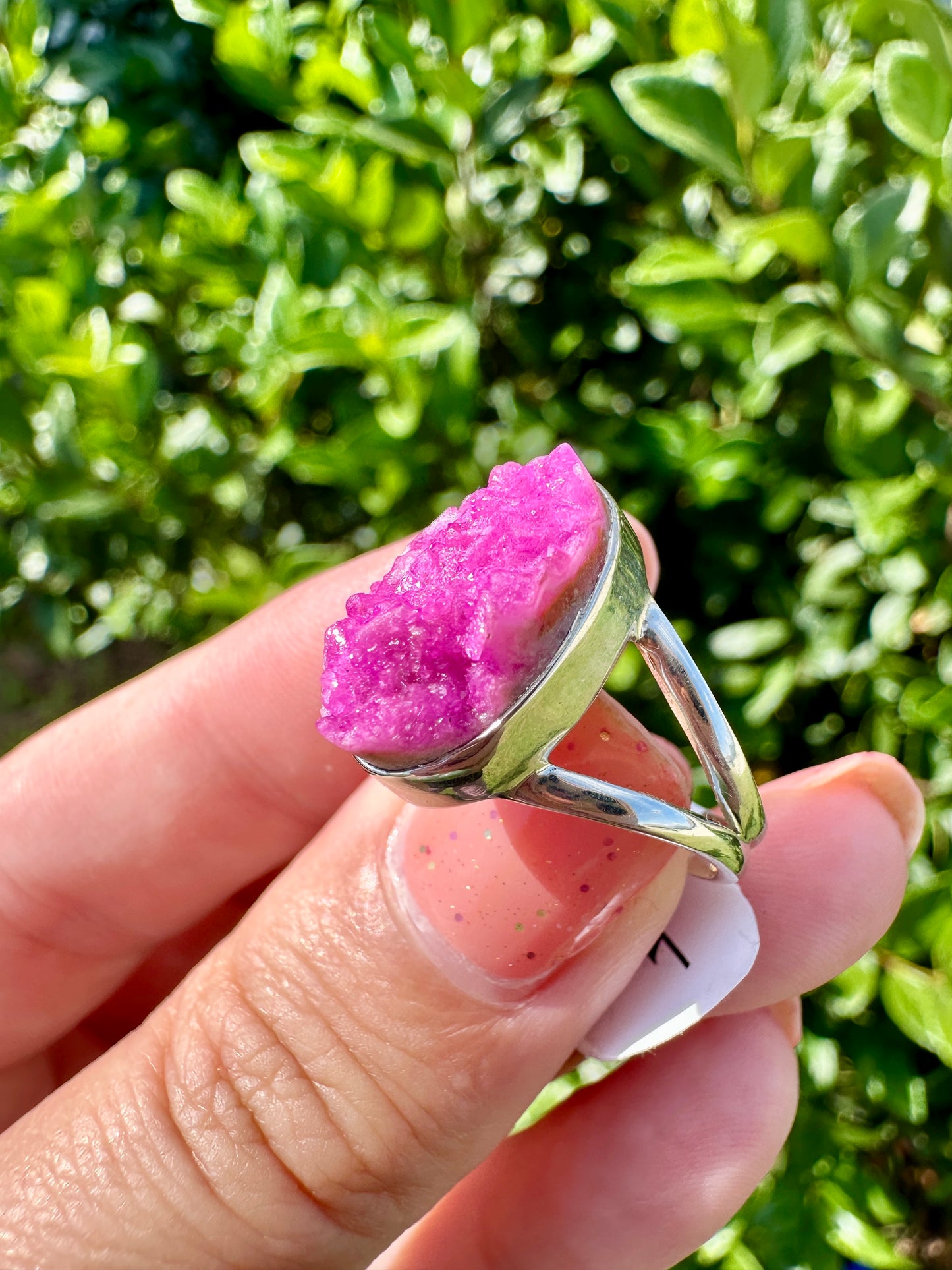 Cobaltoan Calcite Sterling Silver Ring Size 7 - Vibrant Pink Gemstone Jewelry for Love and Healing, Elegant Accessory