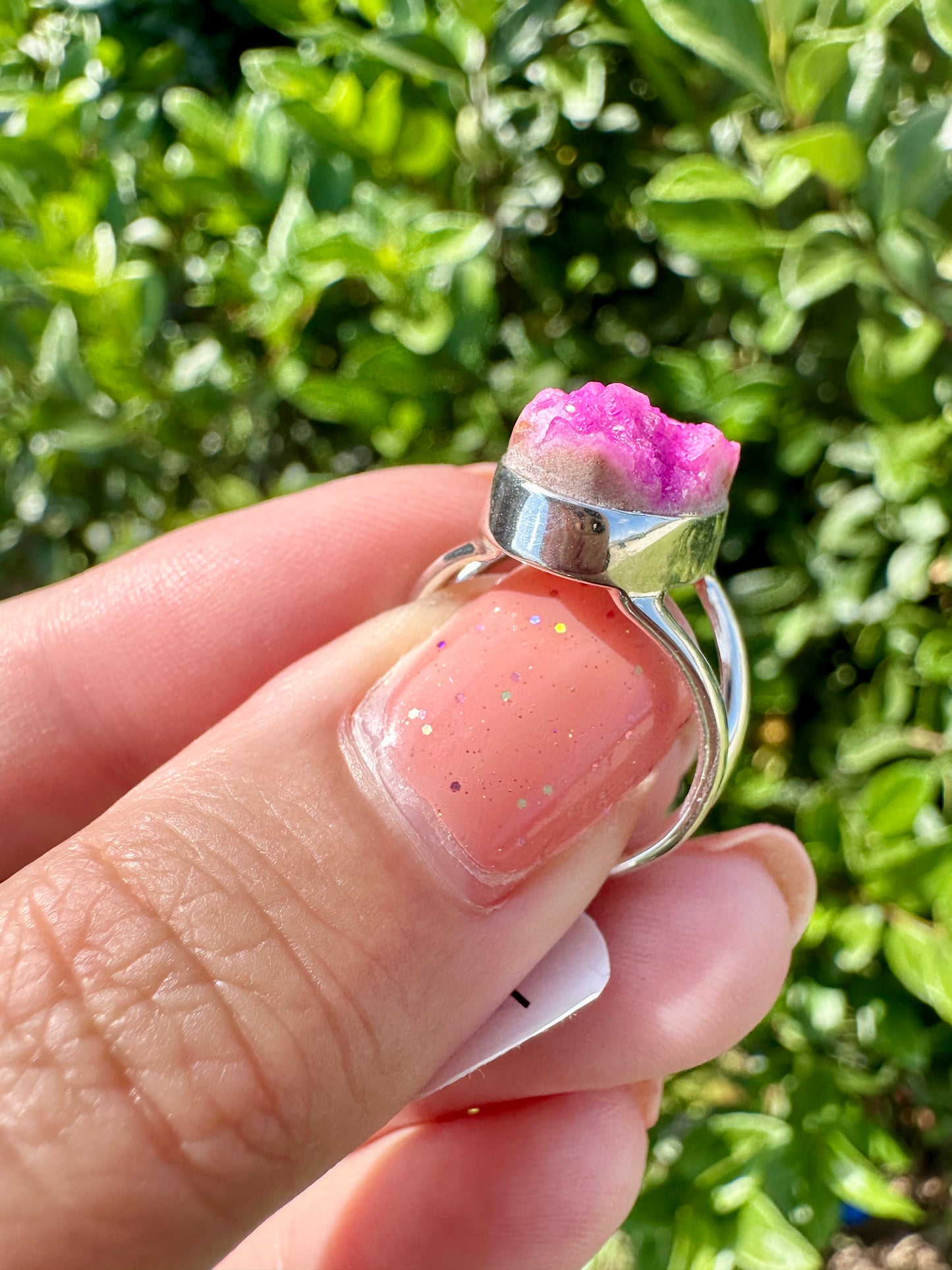 Cobaltoan Calcite Sterling Silver Ring Size 7 - Vibrant Pink Gemstone Jewelry for Love and Healing, Elegant Accessory