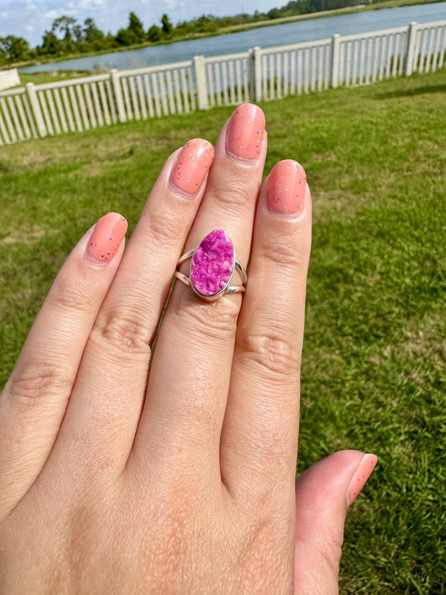 Cobaltoan Calcite Sterling Silver Ring Size 7 - Vibrant Pink Gemstone Jewelry for Love and Healing, Elegant Accessory