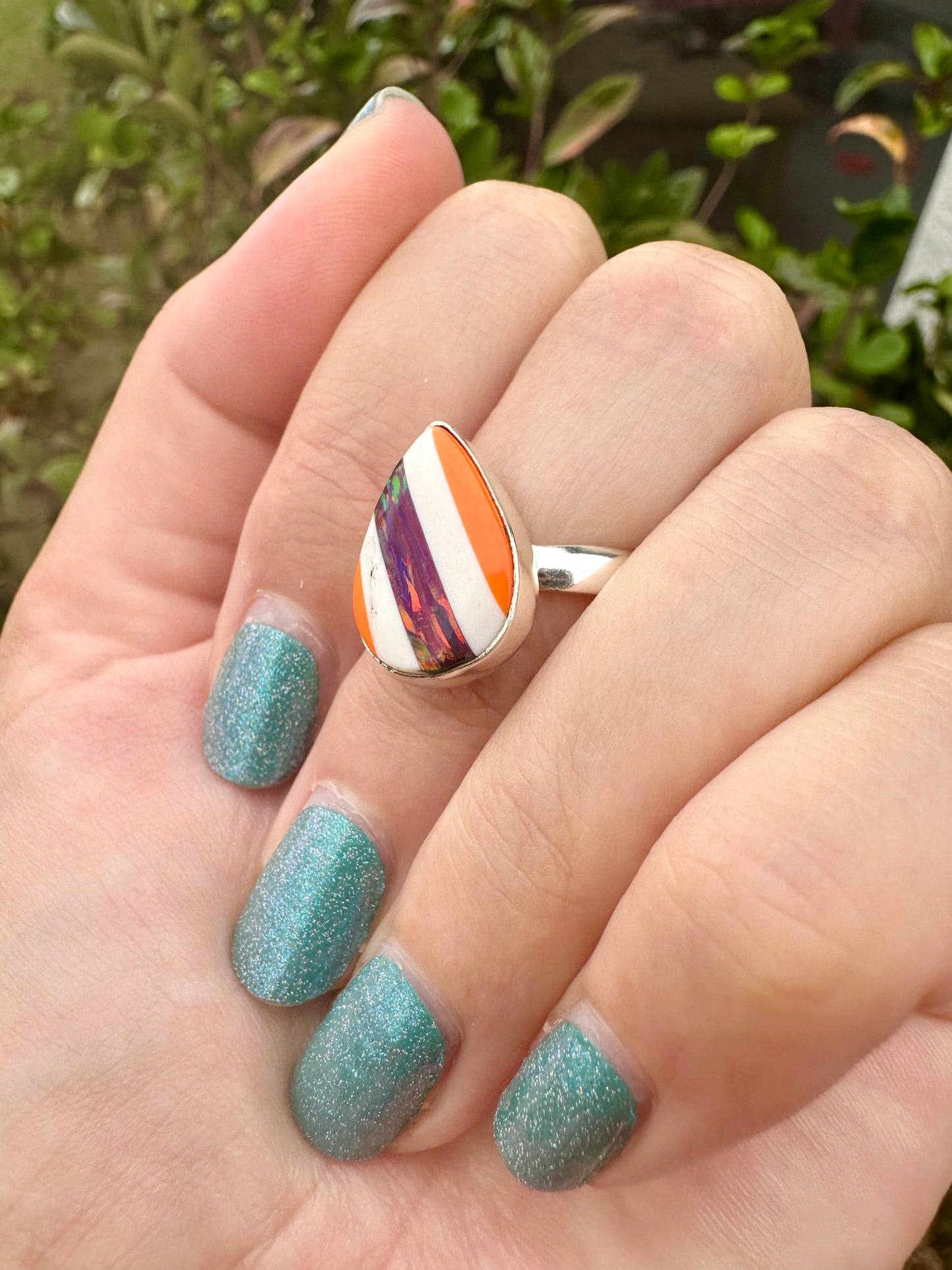 Opal Ring Sterling Silver, Dainty Gemstone Jewelry, Size 9.5 Boho Ring, Unique Opal Birthstone Gift, Minimalist Silver Ring for Women