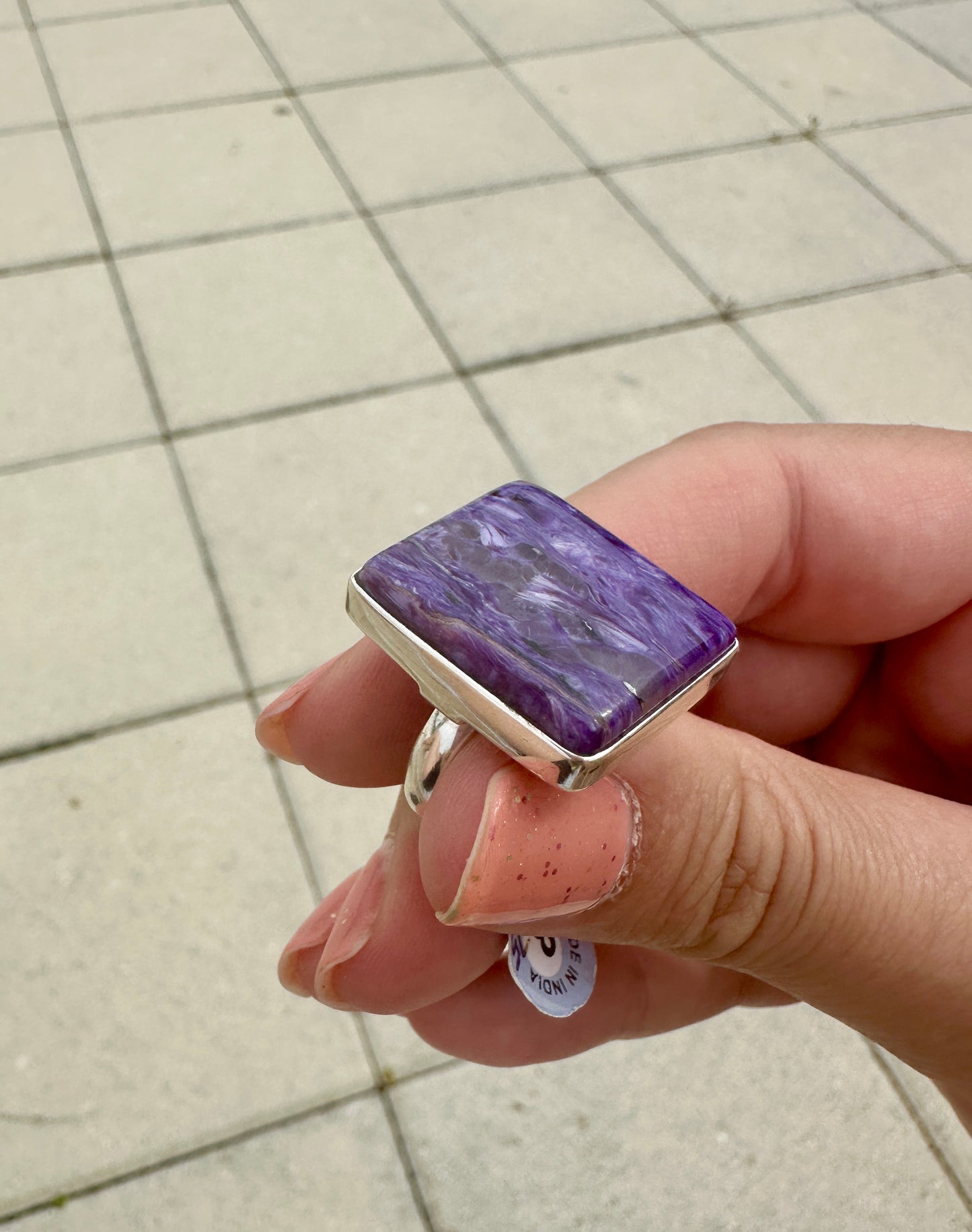 Charoite Sterling Silver Ring, Size 8.75, Exquisite Purple Gemstone, Elegant Handcrafted Jewelry, Perfect Gift for Special Occasions, Unique Artisan Design