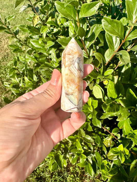 Captivating Cappuccino Agate Tower | Unique Brown and Cream Striped Mineral | Perfect for Home Decor, Healing, and Collectors