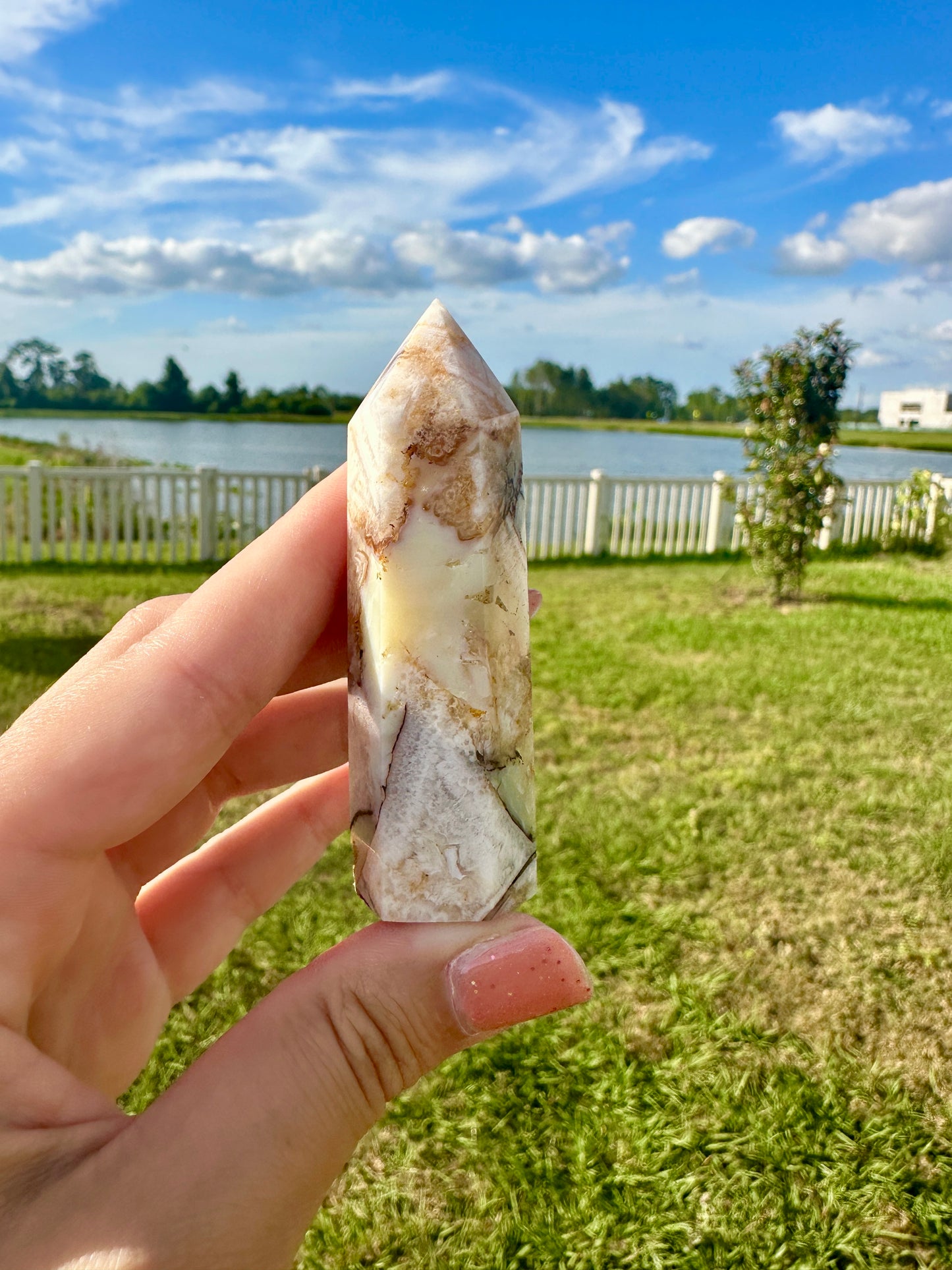 Captivating Cappuccino Agate Tower | Unique Brown and Cream Striped Mineral | Perfect for Home Decor, Healing, and Collectors