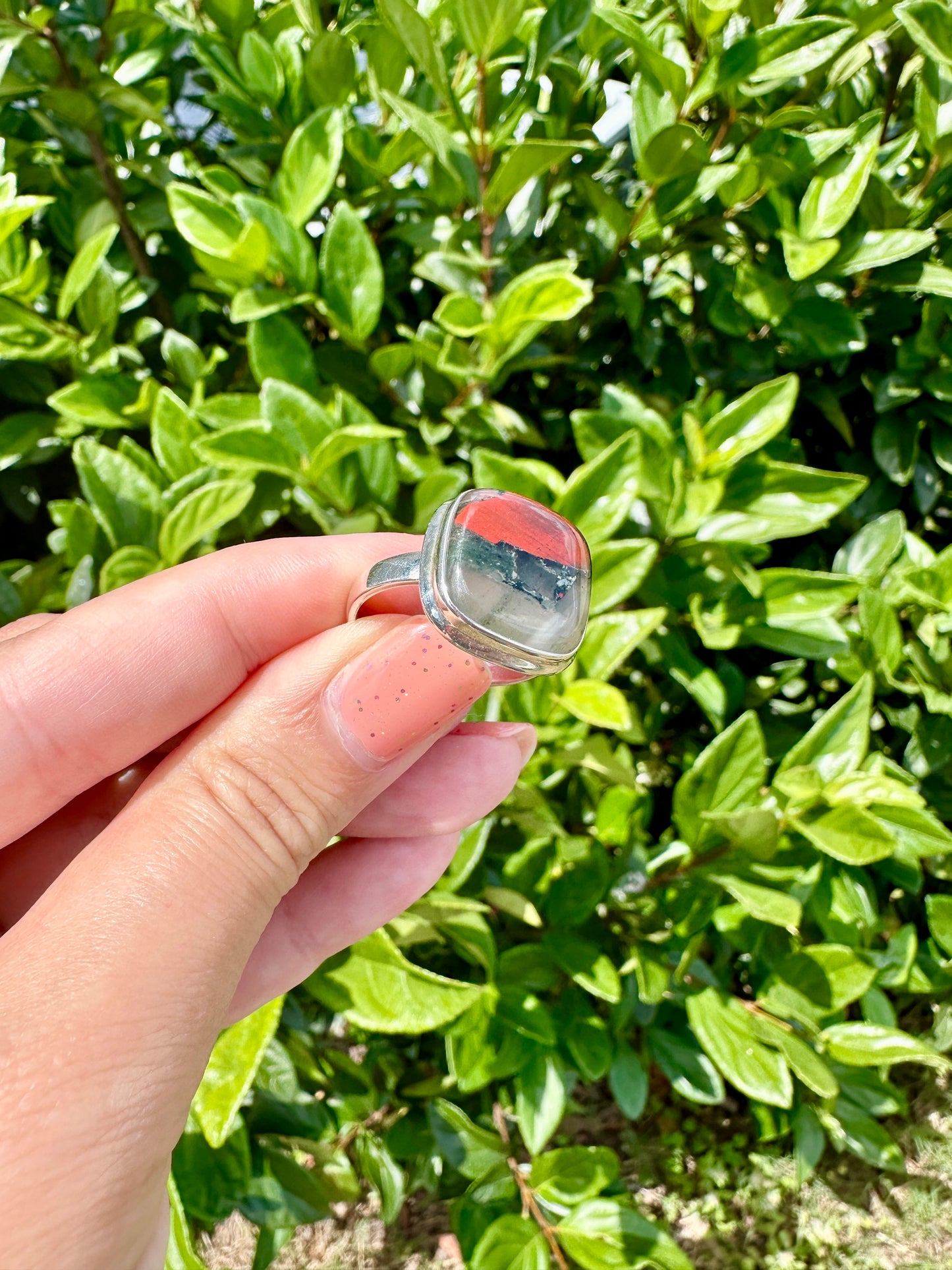 Sophisticated Size 11 African Bloodstone Ring in Sterling Silver - A Unique Symbol of Courage and Renewal for Your Jewelry Collection