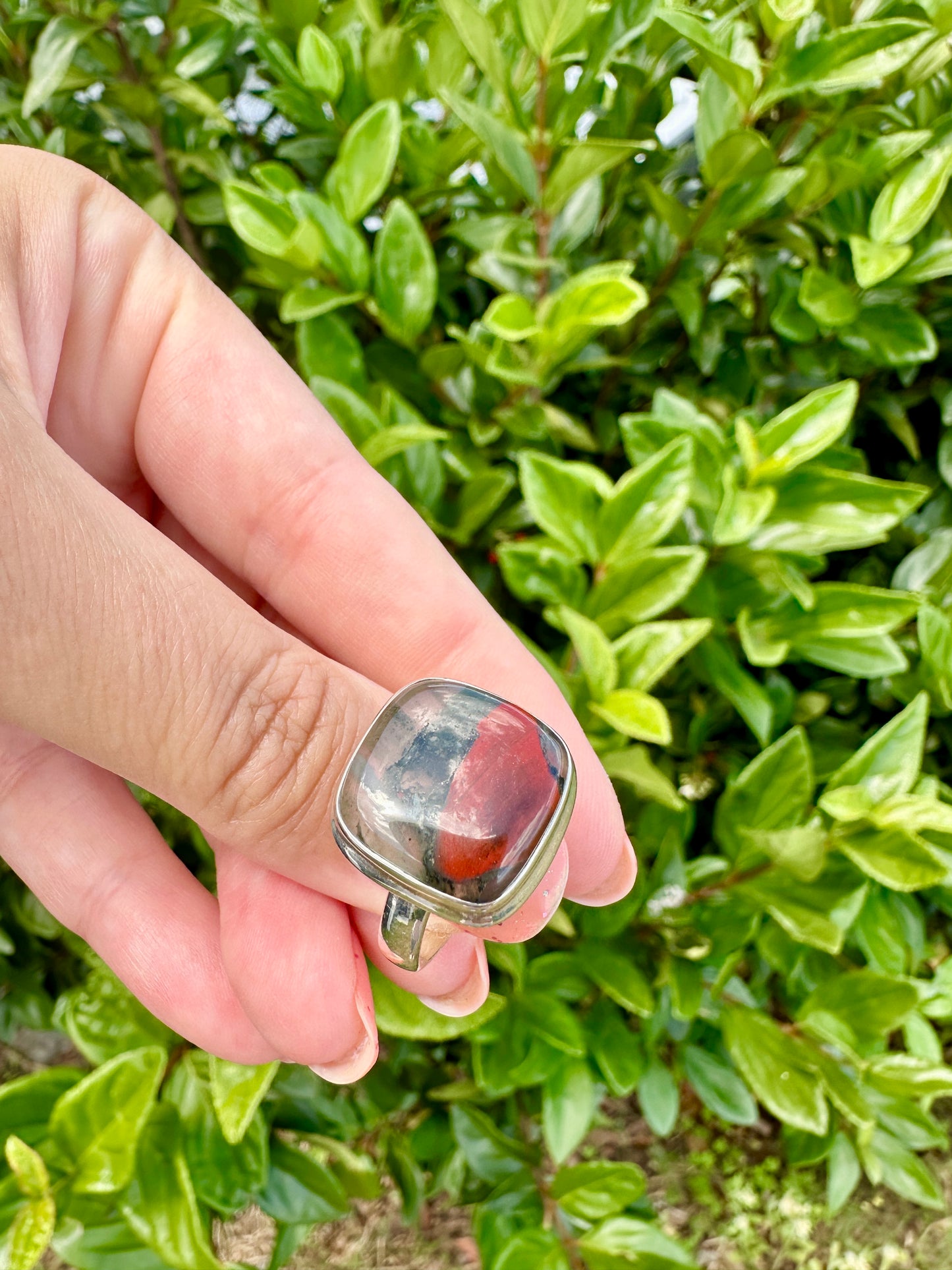 Sophisticated Size 11 African Bloodstone Ring in Sterling Silver - A Unique Symbol of Courage and Renewal for Your Jewelry Collection