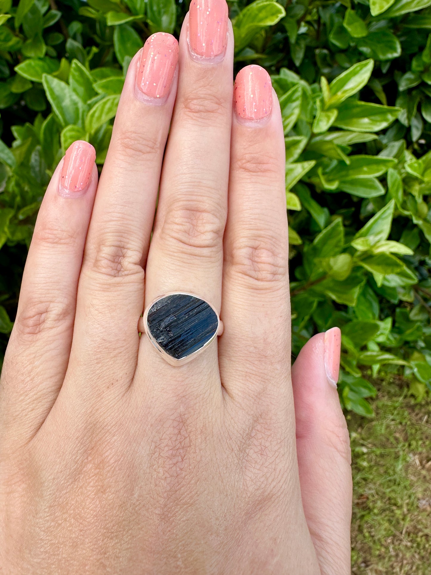 Black Tourmaline Sterling Silver Ring Size 9 - Elegant Handcrafted Gemstone Jewelry for Everyday Elegance and Protection