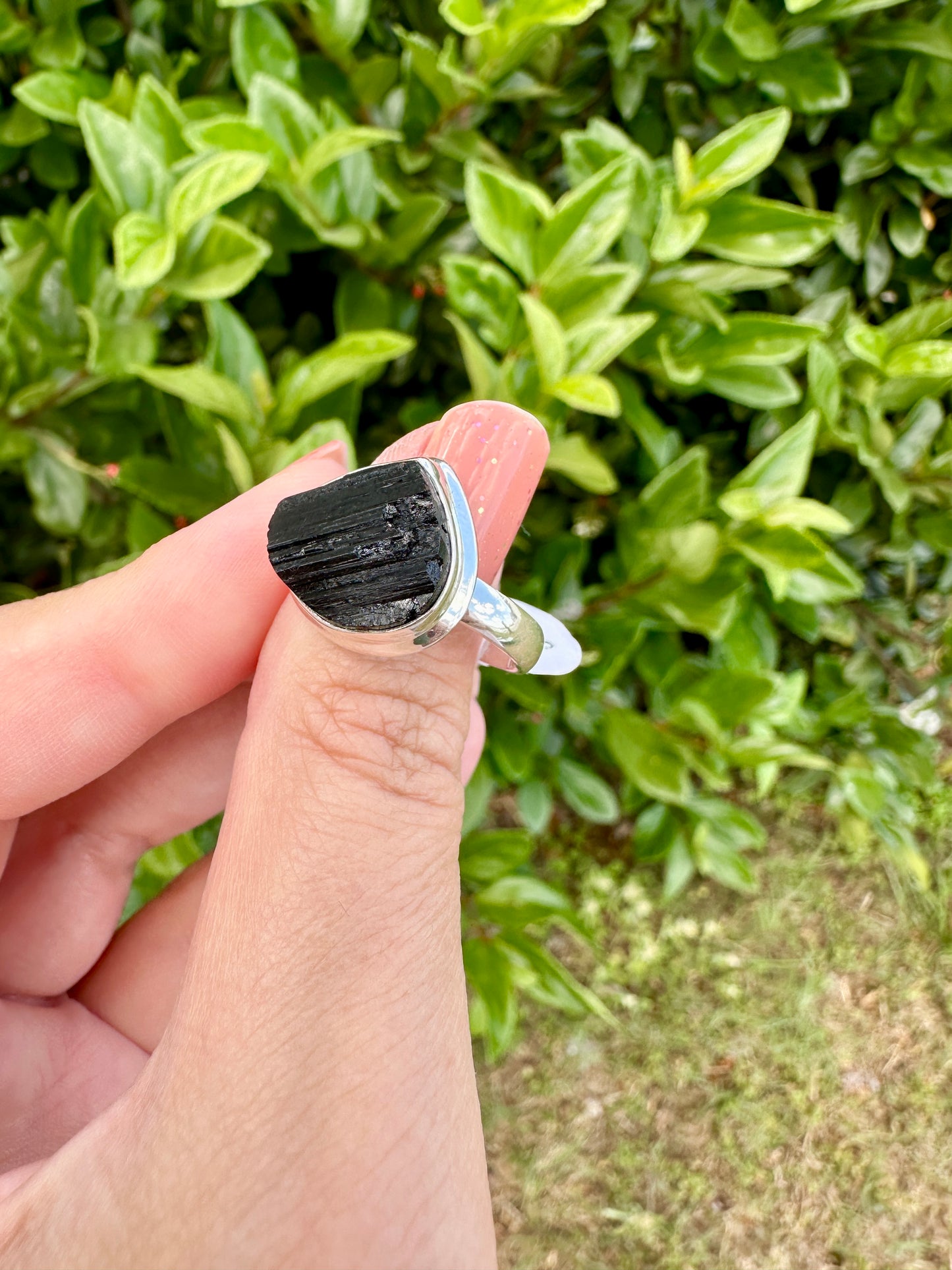 Black Tourmaline Sterling Silver Ring Size 9 - Elegant Handcrafted Gemstone Jewelry for Everyday Elegance and Protection