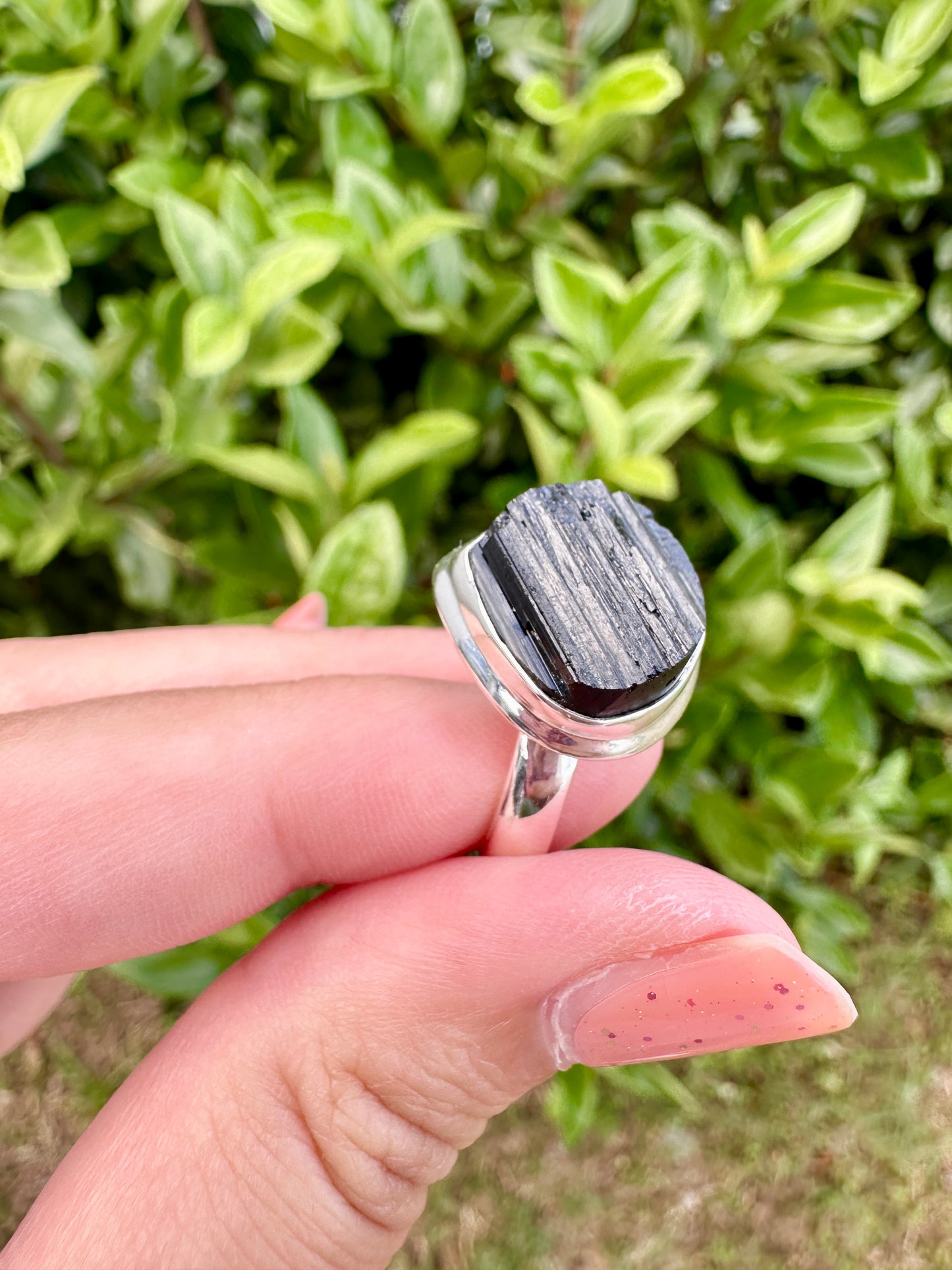 Black Tourmaline Sterling Silver Ring Size 9 - Elegant Handcrafted Gemstone Jewelry for Everyday Elegance and Protection