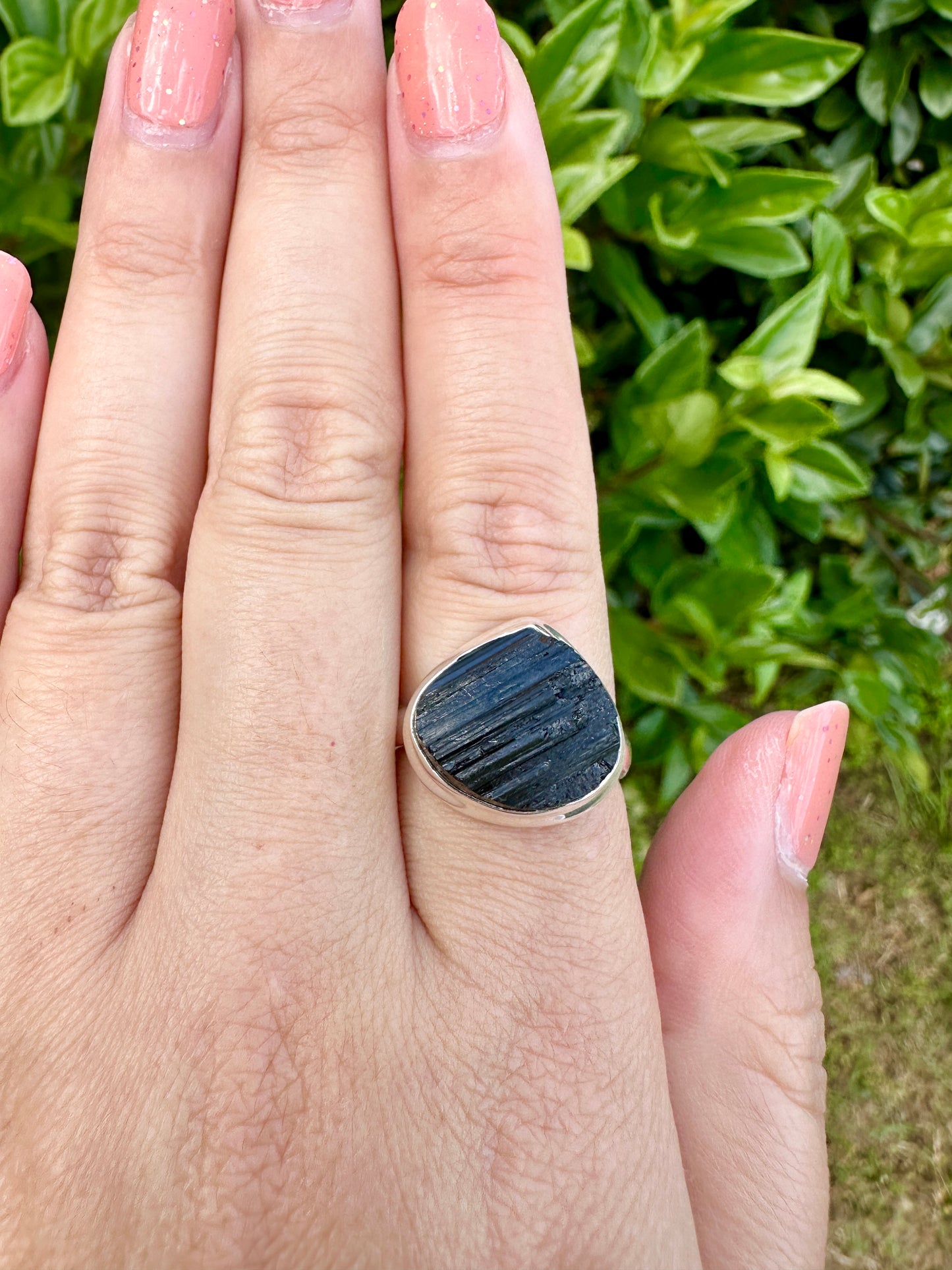 Black Tourmaline Sterling Silver Ring Size 9 - Elegant Handcrafted Gemstone Jewelry for Everyday Elegance and Protection