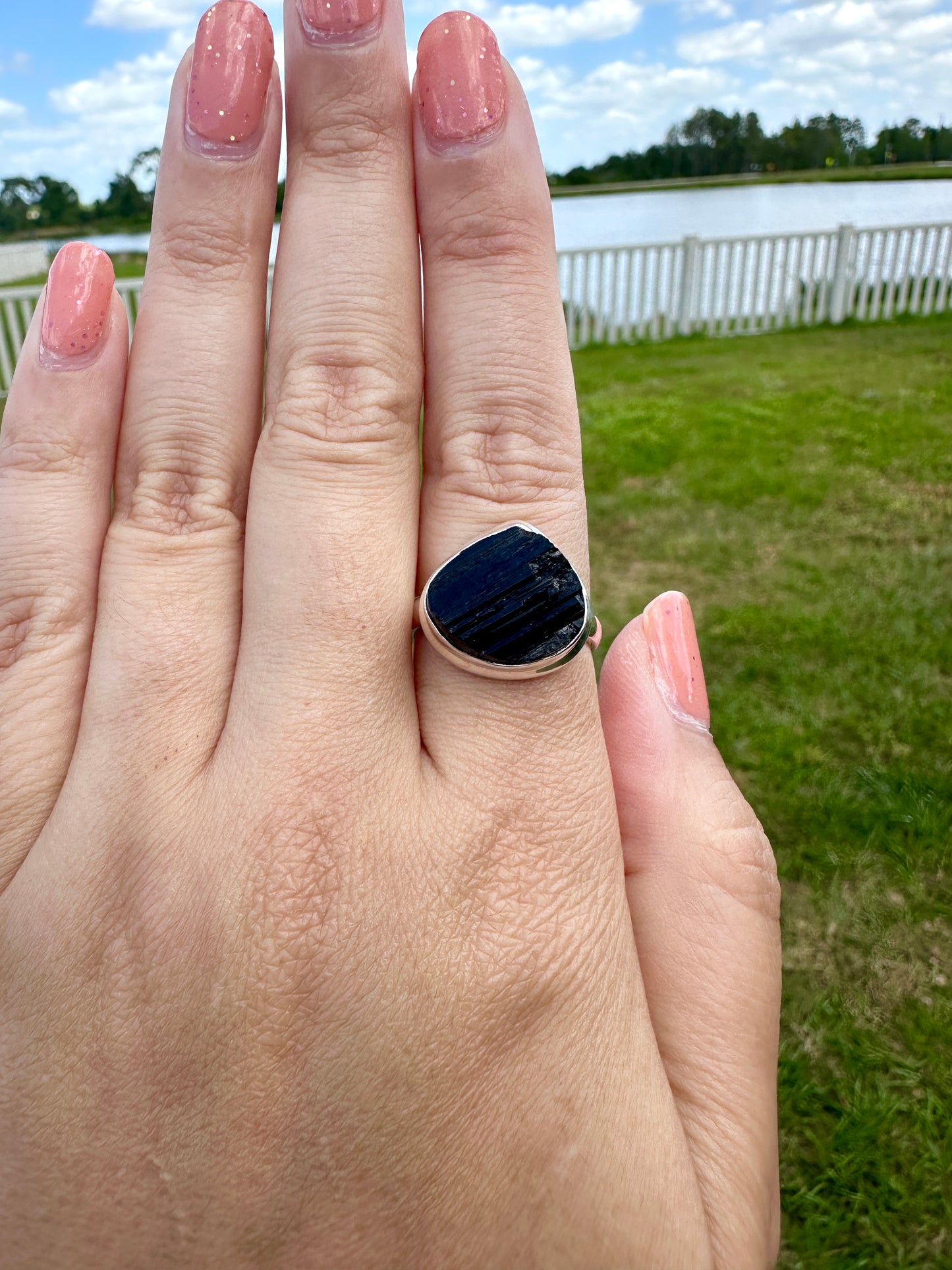 Black Tourmaline Sterling Silver Ring Size 9 - Elegant Handcrafted Gemstone Jewelry for Everyday Elegance and Protection