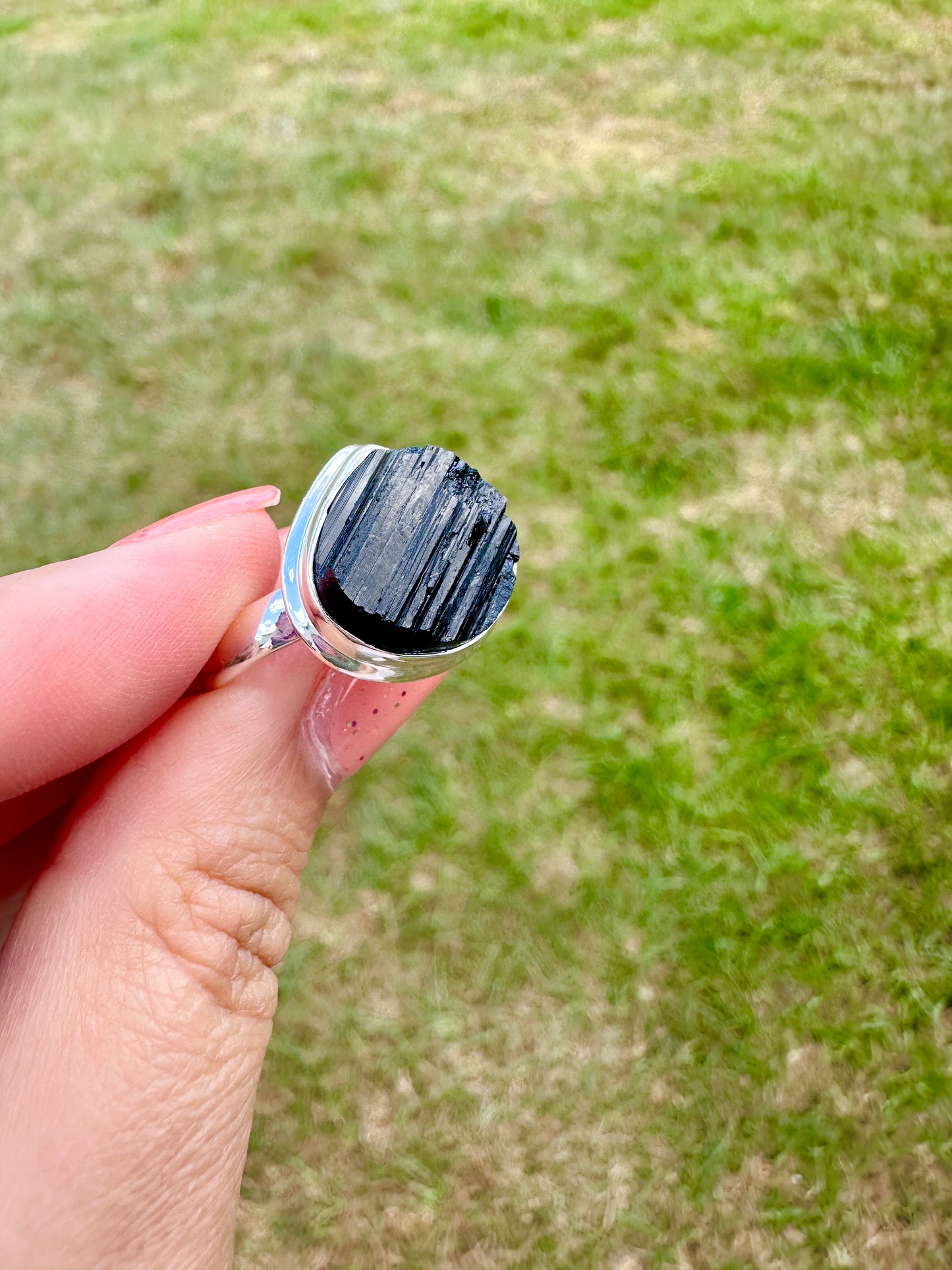 Black Tourmaline Sterling Silver Ring Size 9 - Elegant Handcrafted Gemstone Jewelry for Everyday Elegance and Protection