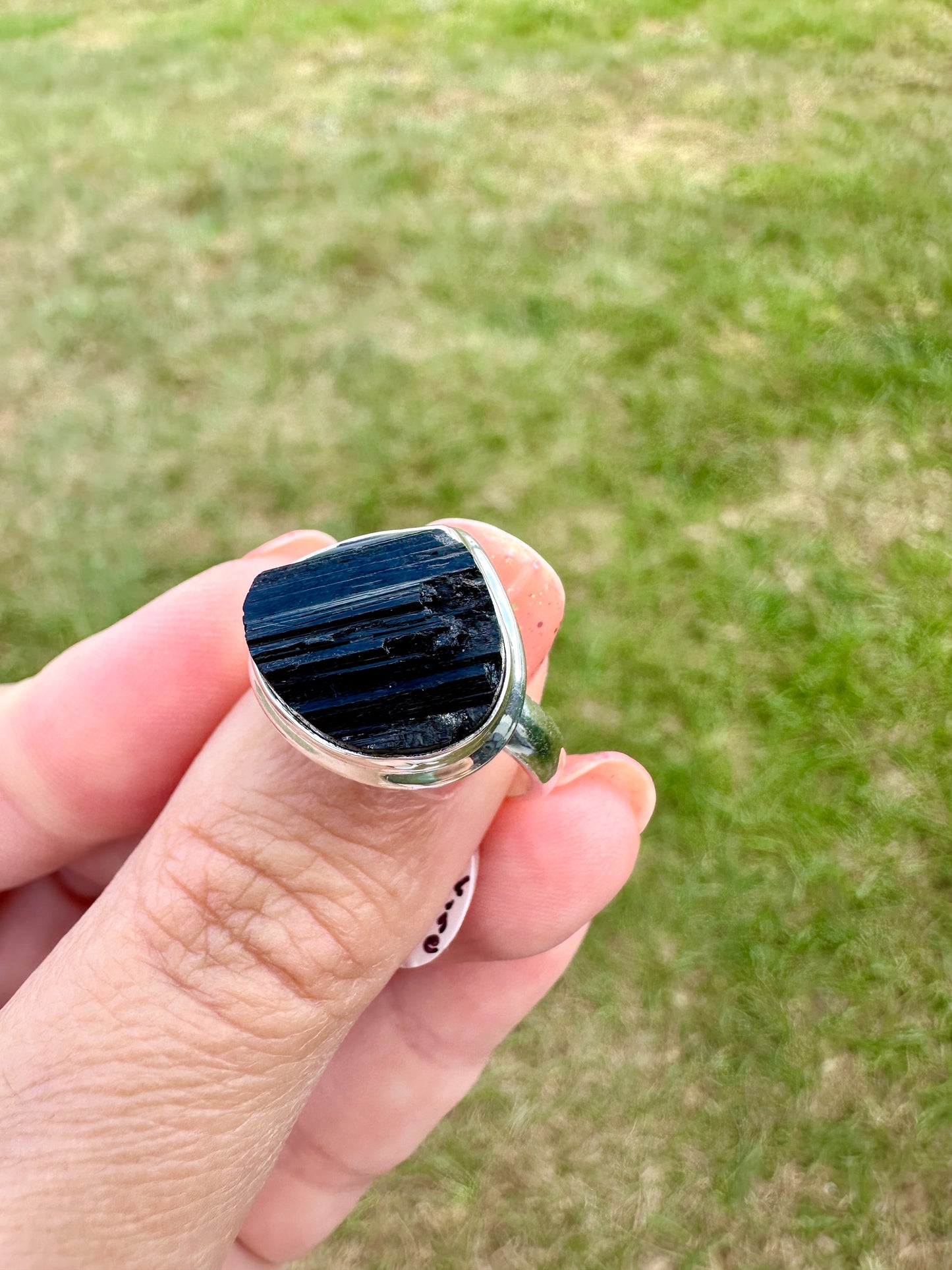 Black Tourmaline Sterling Silver Ring Size 9 - Elegant Handcrafted Gemstone Jewelry for Everyday Elegance and Protection