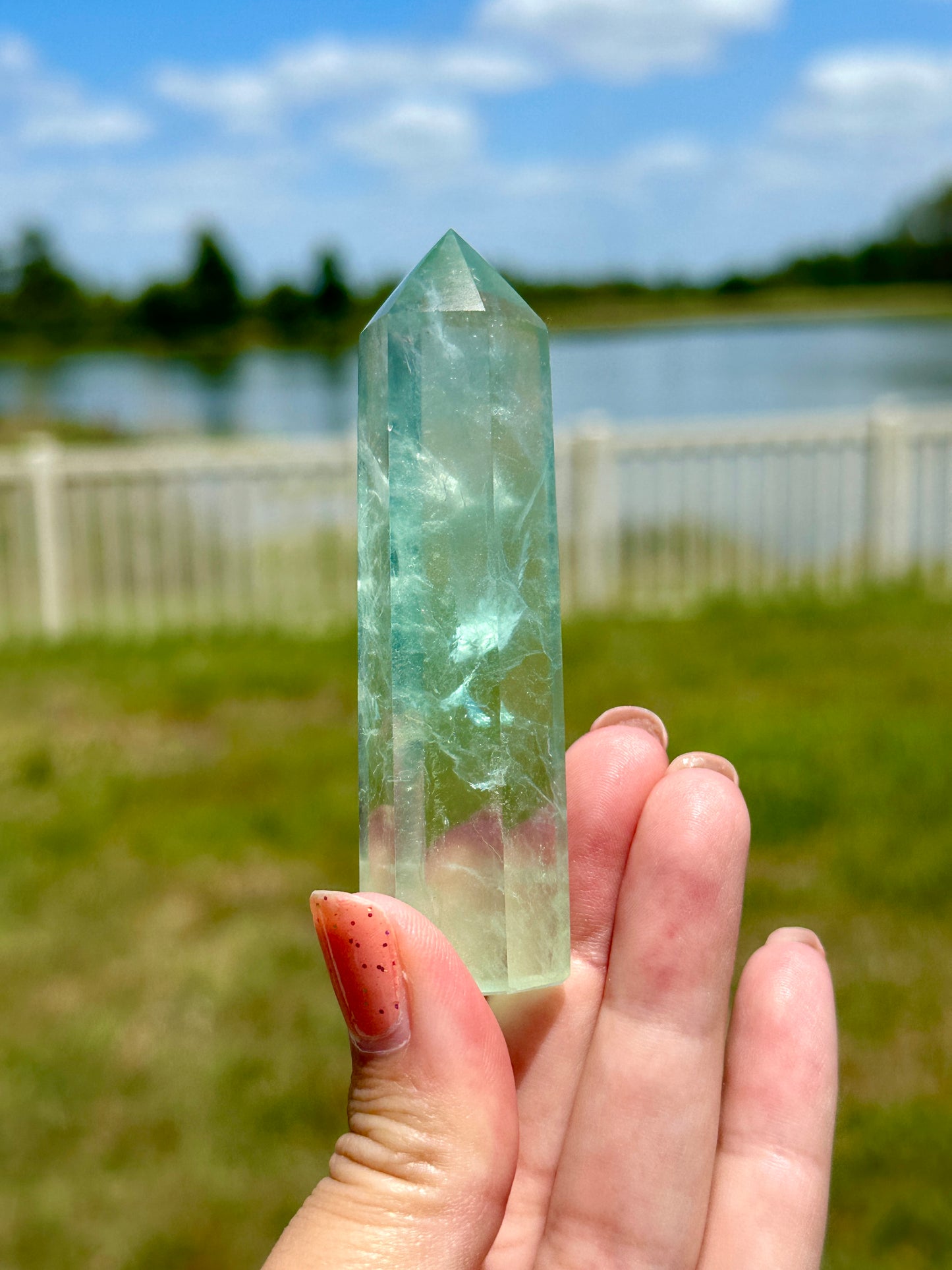 Green Fluorite Tower - Exquisite Crystal Point for Focus and Growth, Perfect for Meditation and Home Decor