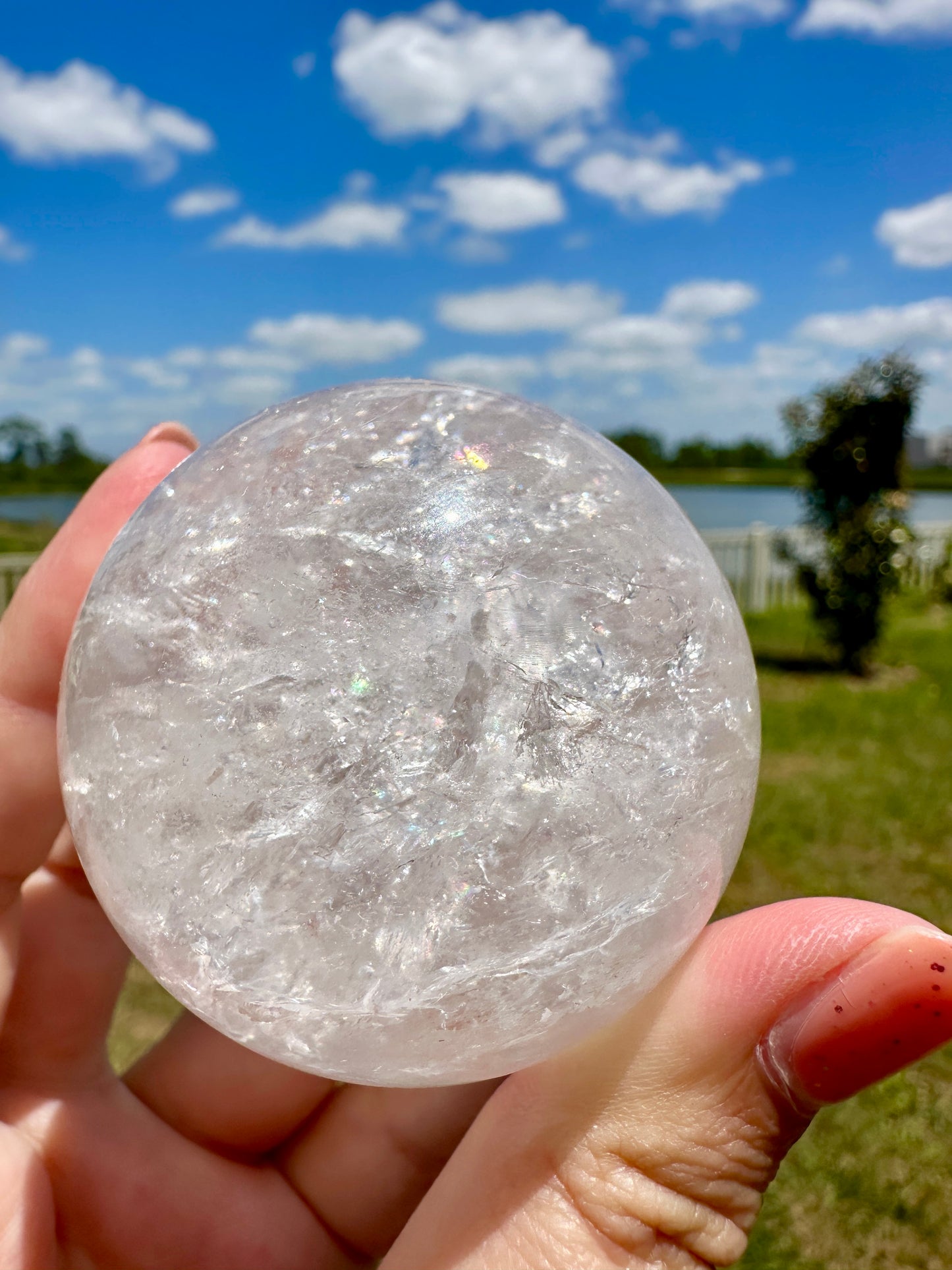 Clear Quartz Sphere - Perfectly Polished Crystal Ball for Healing, Clarity, and Enhancing Spiritual Practices