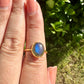 Elegant Labradorite Ring in 925 Silver with 18K Gold Vermeil, Size 8 - Striking Blue Flash, Handcrafted Gemstone Ring, Luxurious Gift