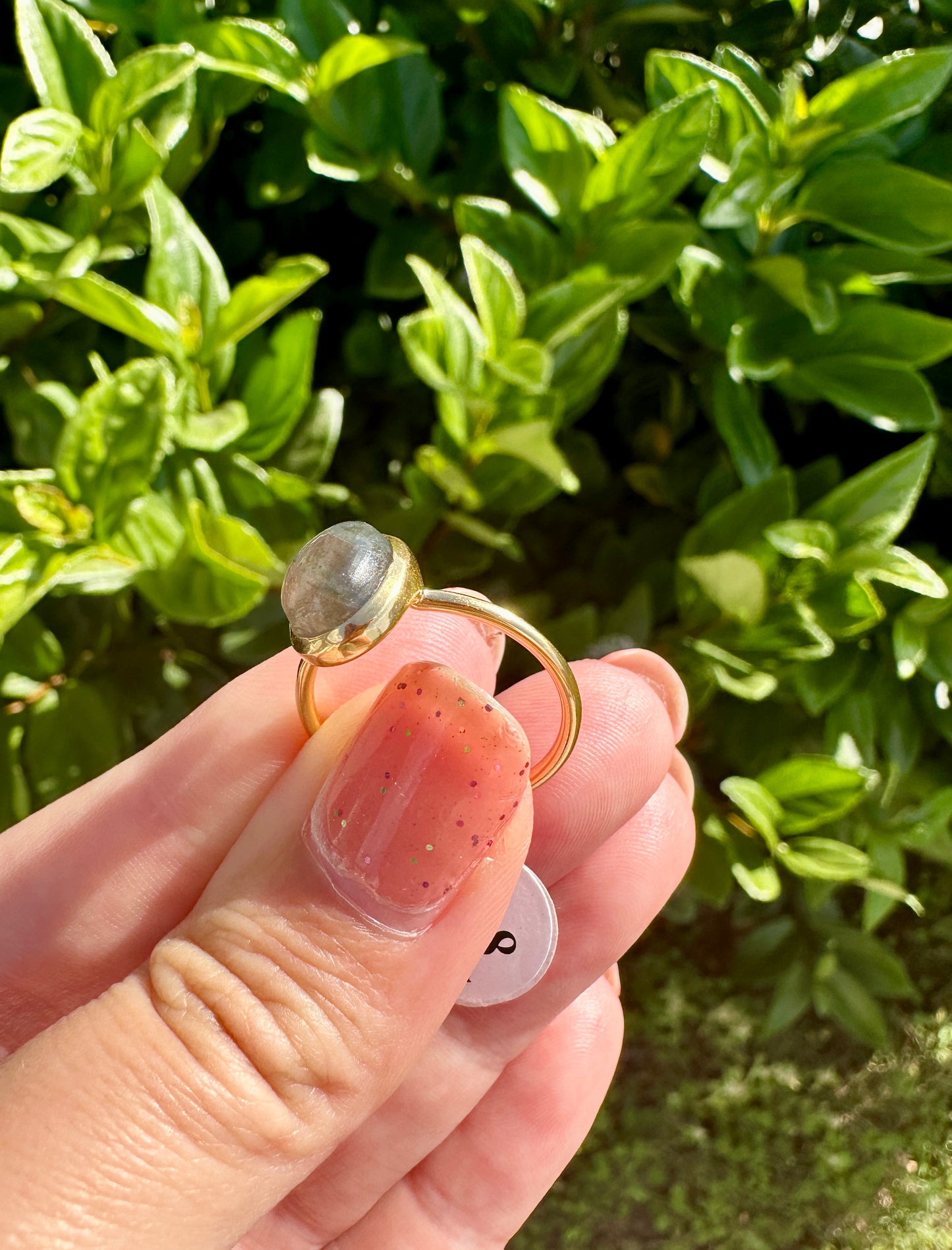 Elegant Labradorite Ring in 925 Silver with 18K Gold Vermeil, Size 8 - Striking Blue Flash, Handcrafted Gemstone Ring, Luxurious Gift