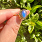 Elegant Labradorite Ring in 925 Silver with 18K Gold Vermeil, Size 8 - Striking Blue Flash, Handcrafted Gemstone Ring, Luxurious Gift