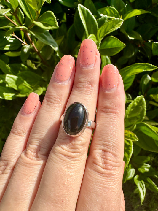Sophisticated Sterling Silver Black Onyx Ring - Size 8, A Symbol of Protection and Elegance, Perfect for Everyday Wear (Copy)