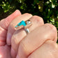 Spiny Oyster Turquoise Sterling Silver Lightning Bolt Ring, Unique Size 8 Statement Jewelry, Boho Southwestern Gift for Her