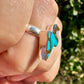 Spiny Oyster Turquoise Sterling Silver Lightning Bolt Ring, Unique Size 8 Statement Jewelry, Boho Southwestern Gift for Her