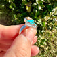 Spiny Oyster Turquoise Sterling Silver Lightning Bolt Ring, Unique Size 8 Statement Jewelry, Boho Southwestern Gift for Her