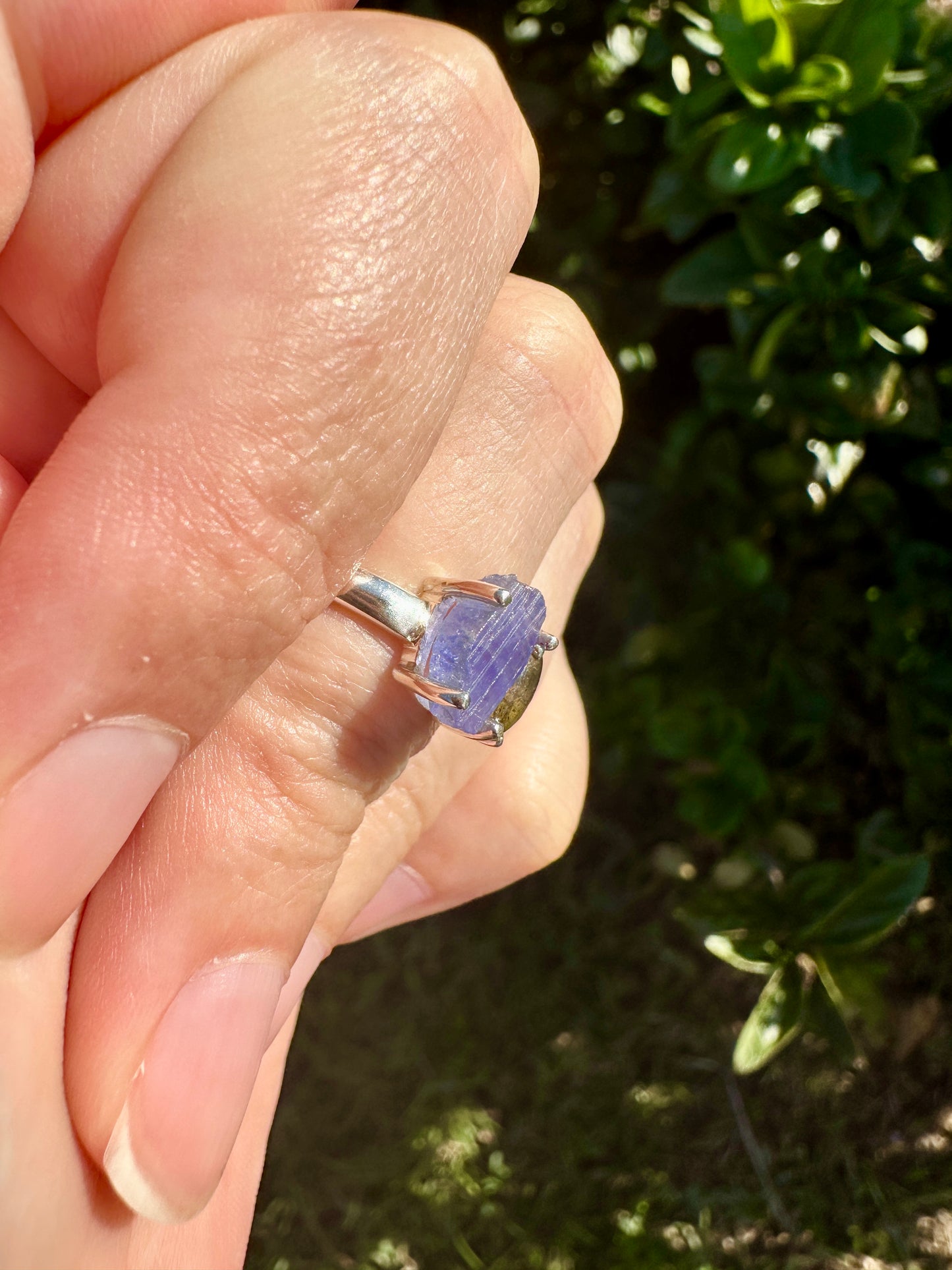 Labradorite and Tanzanite Sterling Silver Ring, Unique Size 7 Gemstone Jewelry, Elegant Boho Statement Gift for Her