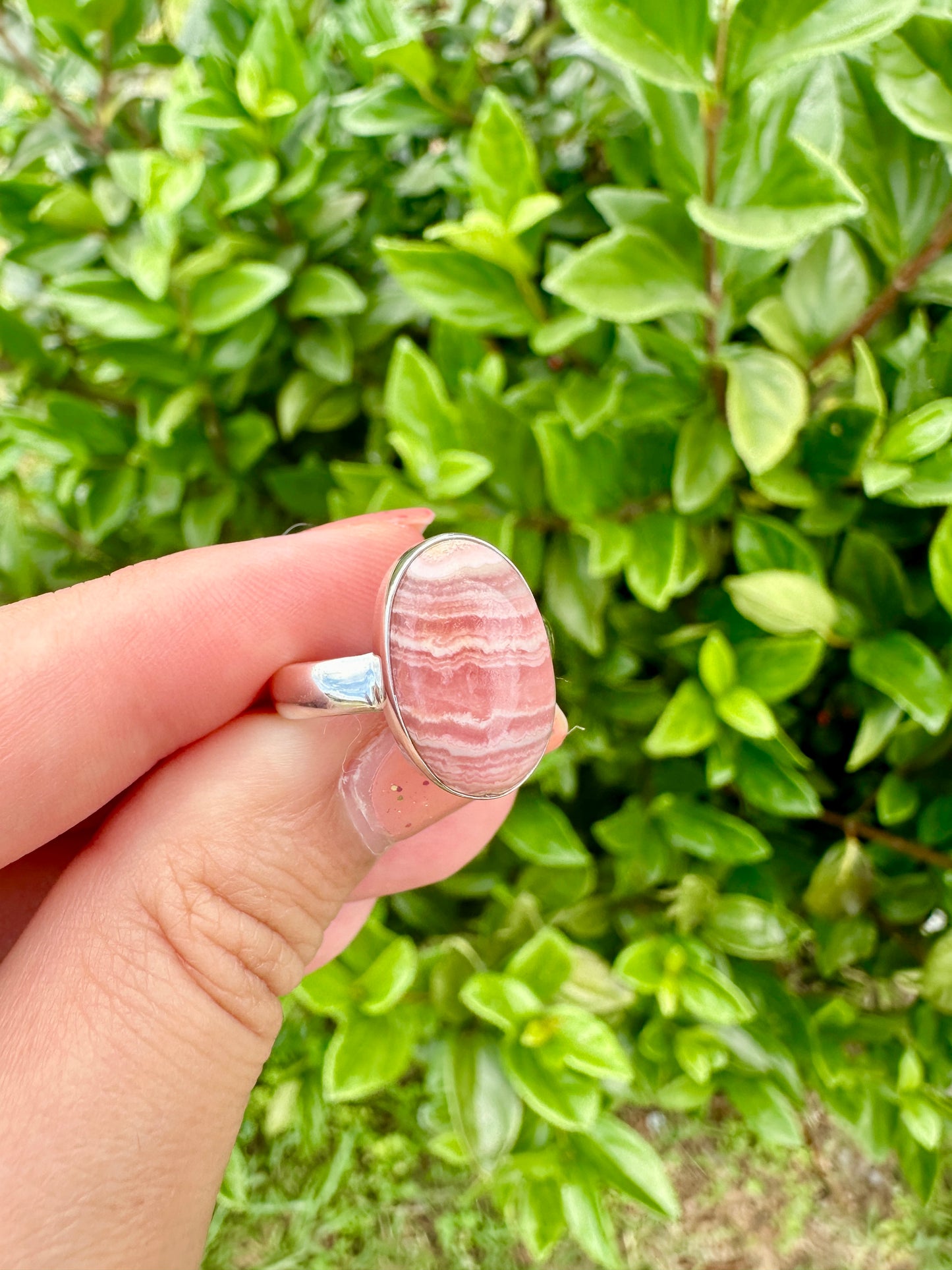 Beautiful Rhodochrosite Sterling Silver Ring Size 8.25 - Elegant Pink Gemstone, Artisan Crafted Jewelry, Perfect for Any Occasion