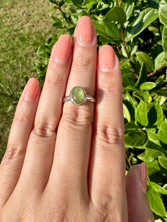 Green Kyanite Ring Size 7, Unique Handcrafted Gemstone Jewelry, Perfect Gift for Nature Lovers, Sterling Silver Elegant Accessory