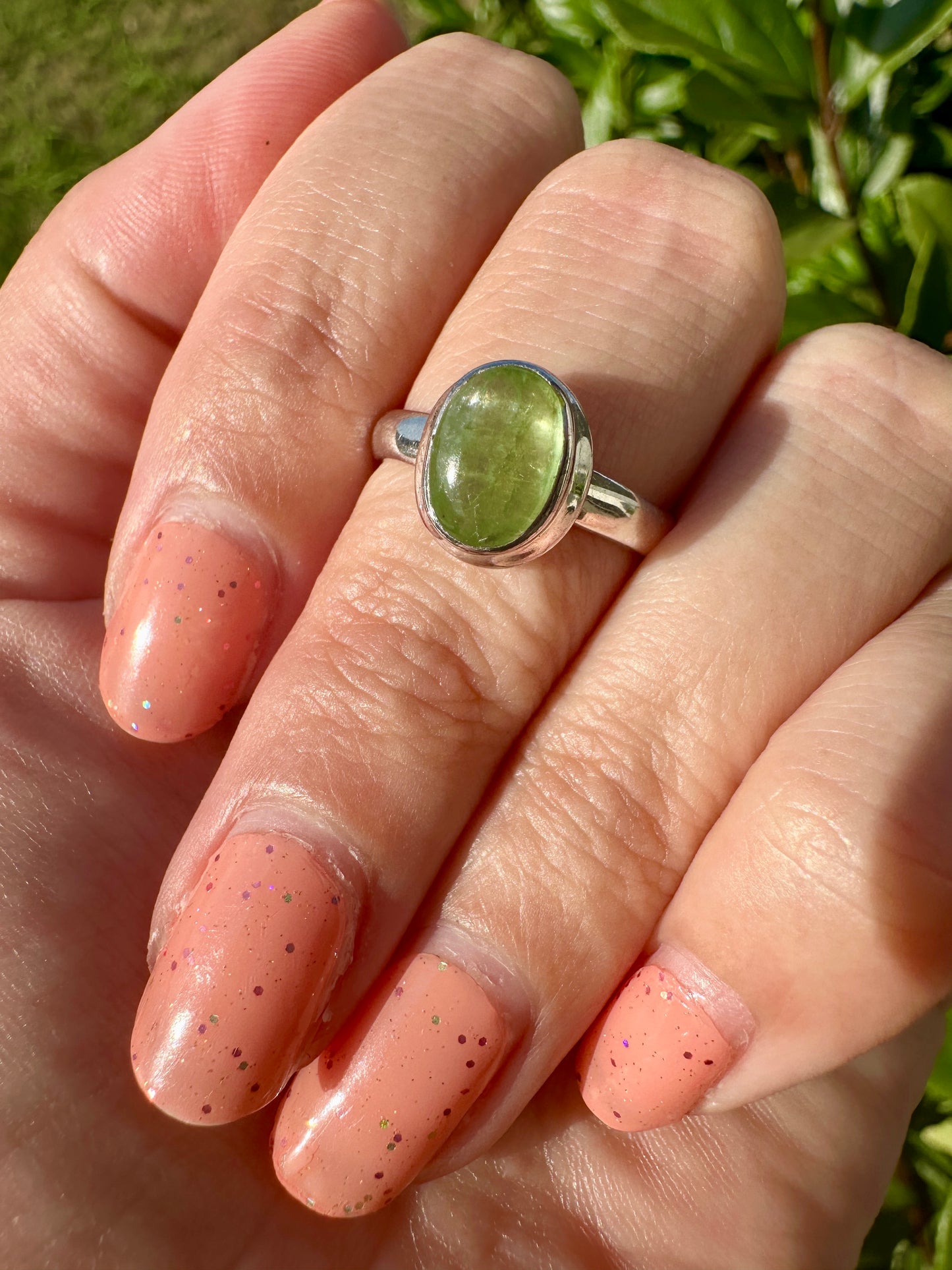 Green Kyanite Ring Size 7, Unique Handcrafted Gemstone Jewelry, Perfect Gift for Nature Lovers, Sterling Silver Elegant Accessory