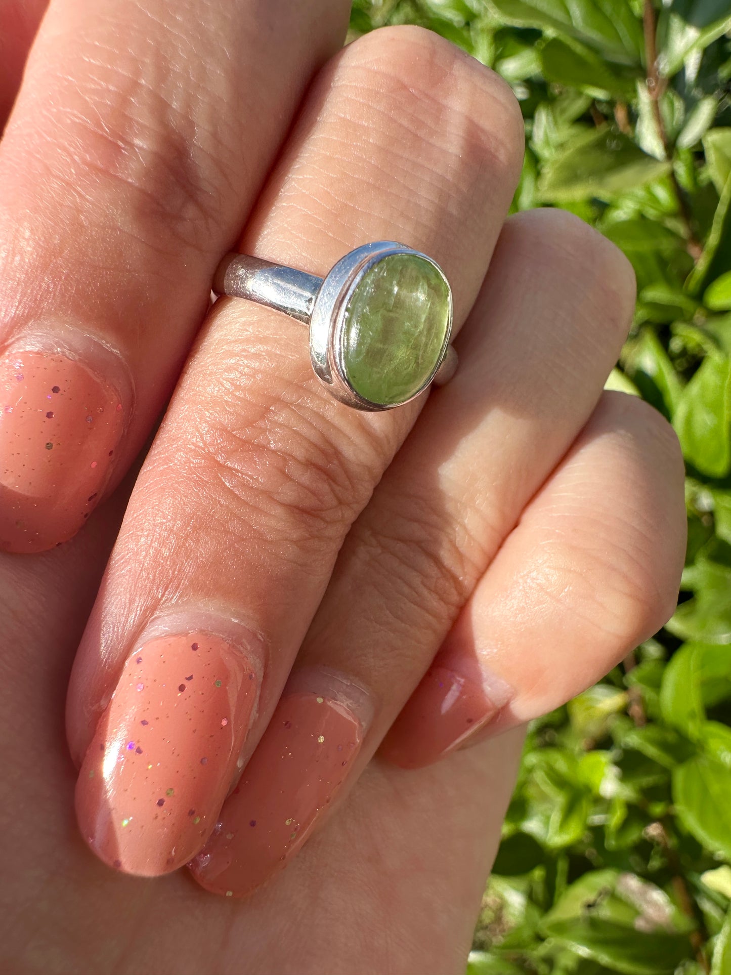 Green Kyanite Ring Size 7, Unique Handcrafted Gemstone Jewelry, Perfect Gift for Nature Lovers, Sterling Silver Elegant Accessory