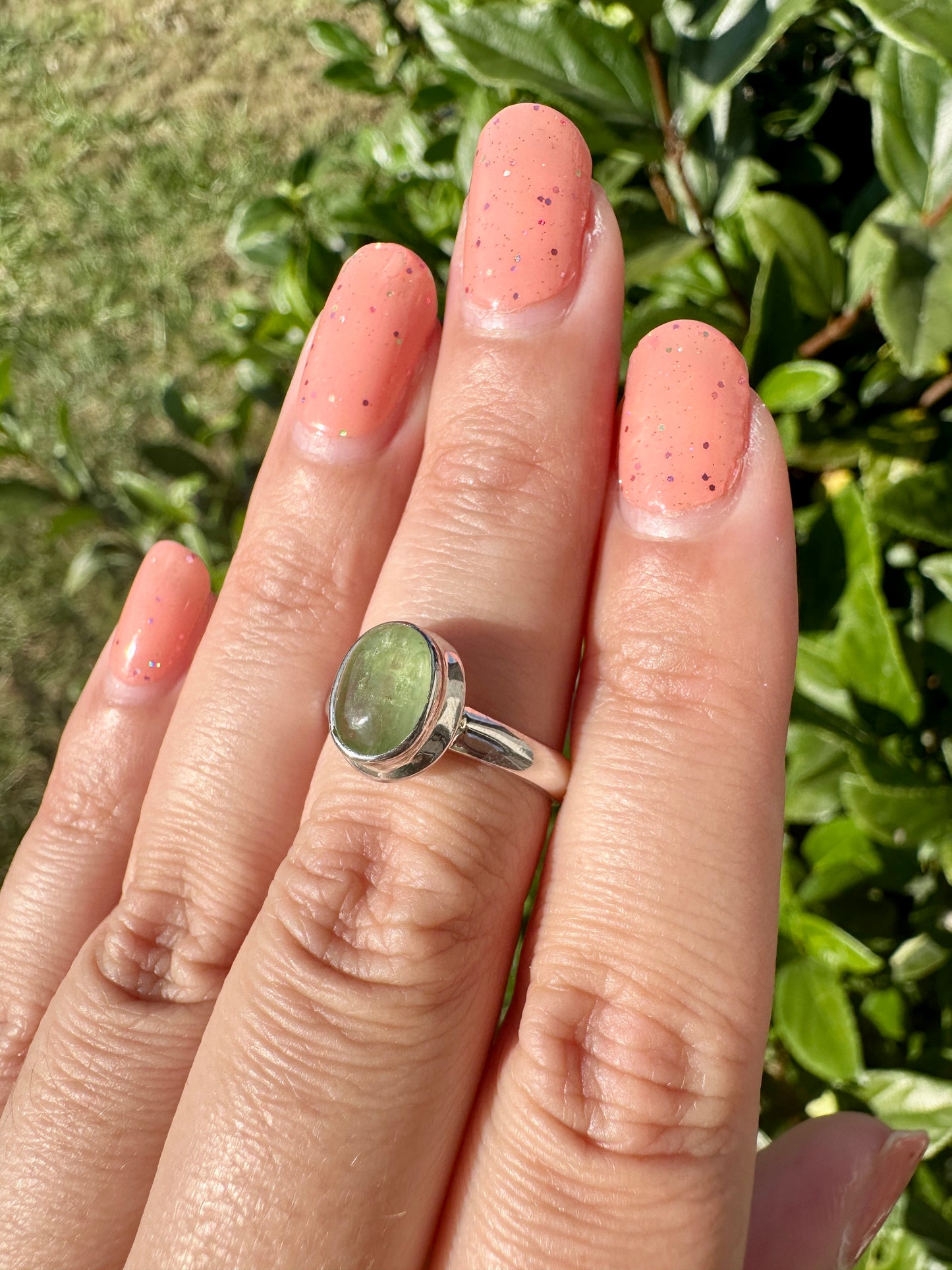 Green Kyanite Ring Size 7, Unique Handcrafted Gemstone Jewelry, Perfect Gift for Nature Lovers, Sterling Silver Elegant Accessory