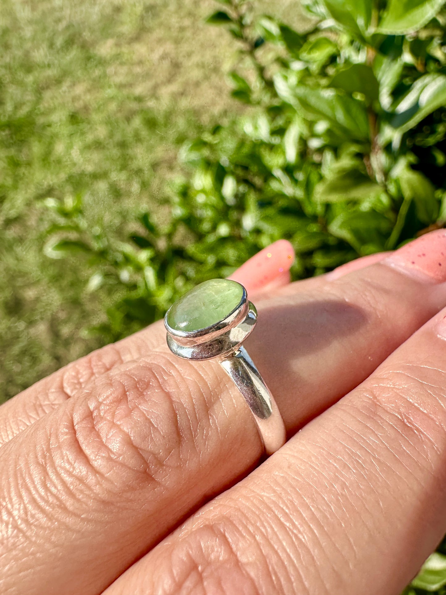 Green Kyanite Ring Size 7, Unique Handcrafted Gemstone Jewelry, Perfect Gift for Nature Lovers, Sterling Silver Elegant Accessory