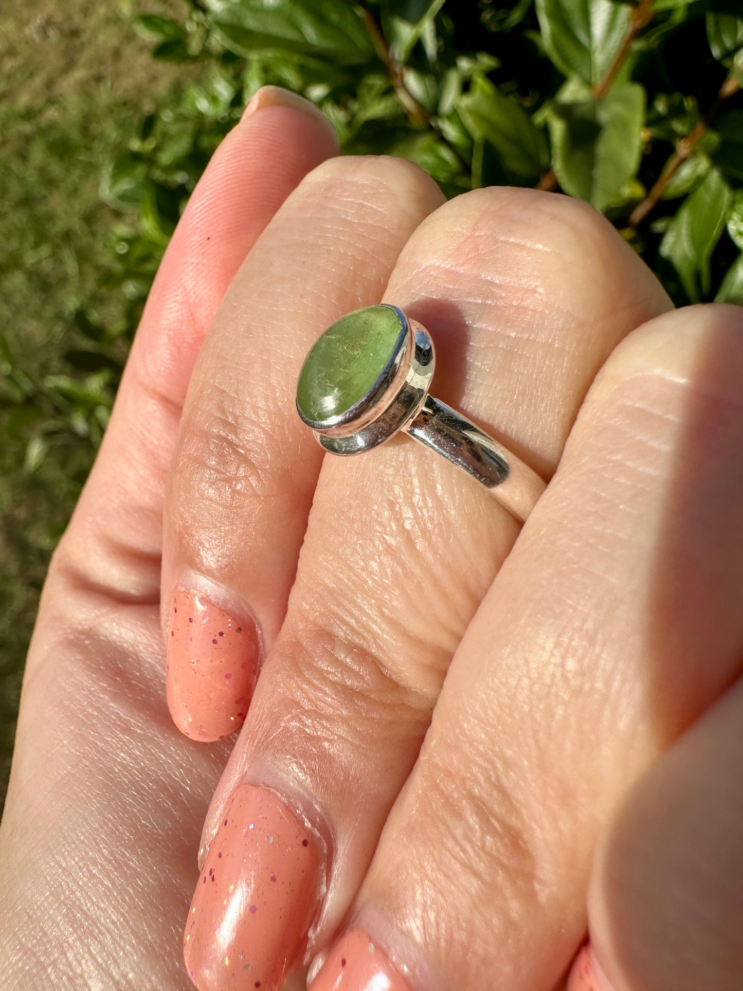 Green Kyanite Ring Size 7, Unique Handcrafted Gemstone Jewelry, Perfect Gift for Nature Lovers, Sterling Silver Elegant Accessory