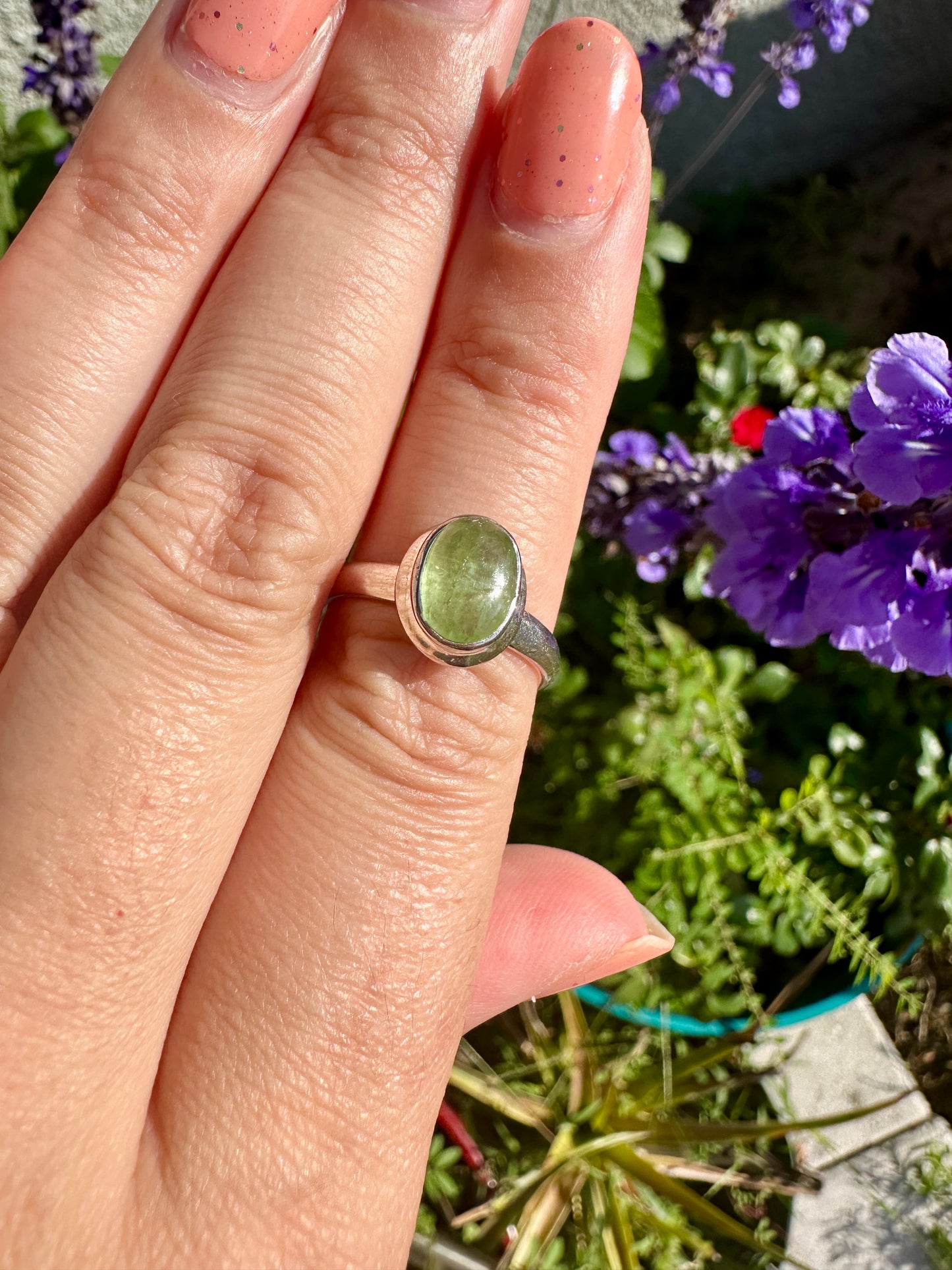 Green Kyanite Ring Size 7, Unique Handcrafted Gemstone Jewelry, Perfect Gift for Nature Lovers, Sterling Silver Elegant Accessory