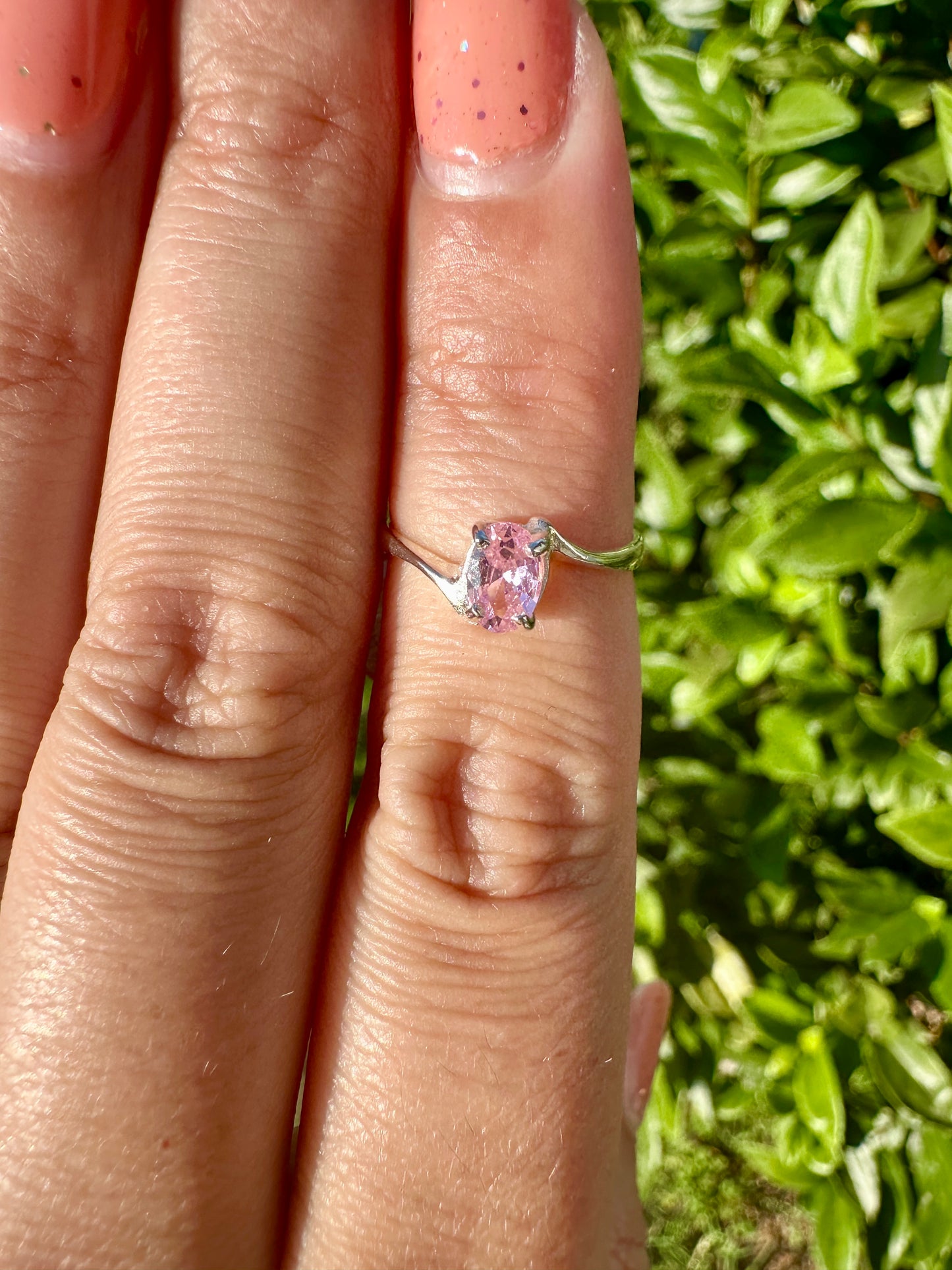 Pink Quartz Sterling Silver Ring Size 5 - Delicate Gemstone Jewelry for Girls, Perfect Gift, Elegant and Simple Design for Everyday Wear