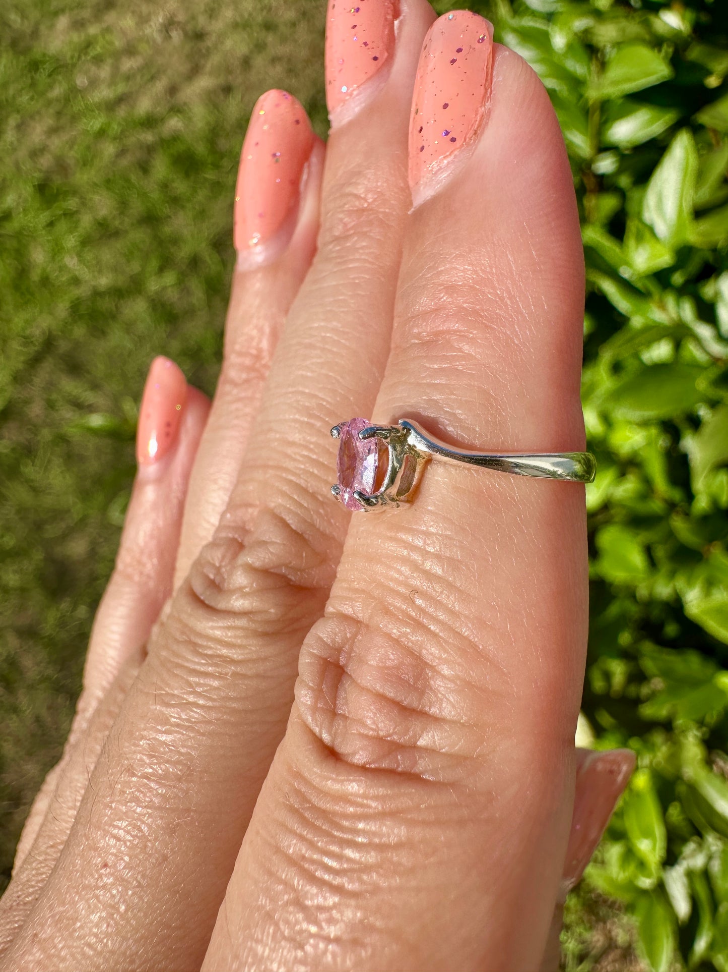 Pink Quartz Sterling Silver Ring Size 5 - Delicate Gemstone Jewelry for Girls, Perfect Gift, Elegant and Simple Design for Everyday Wear