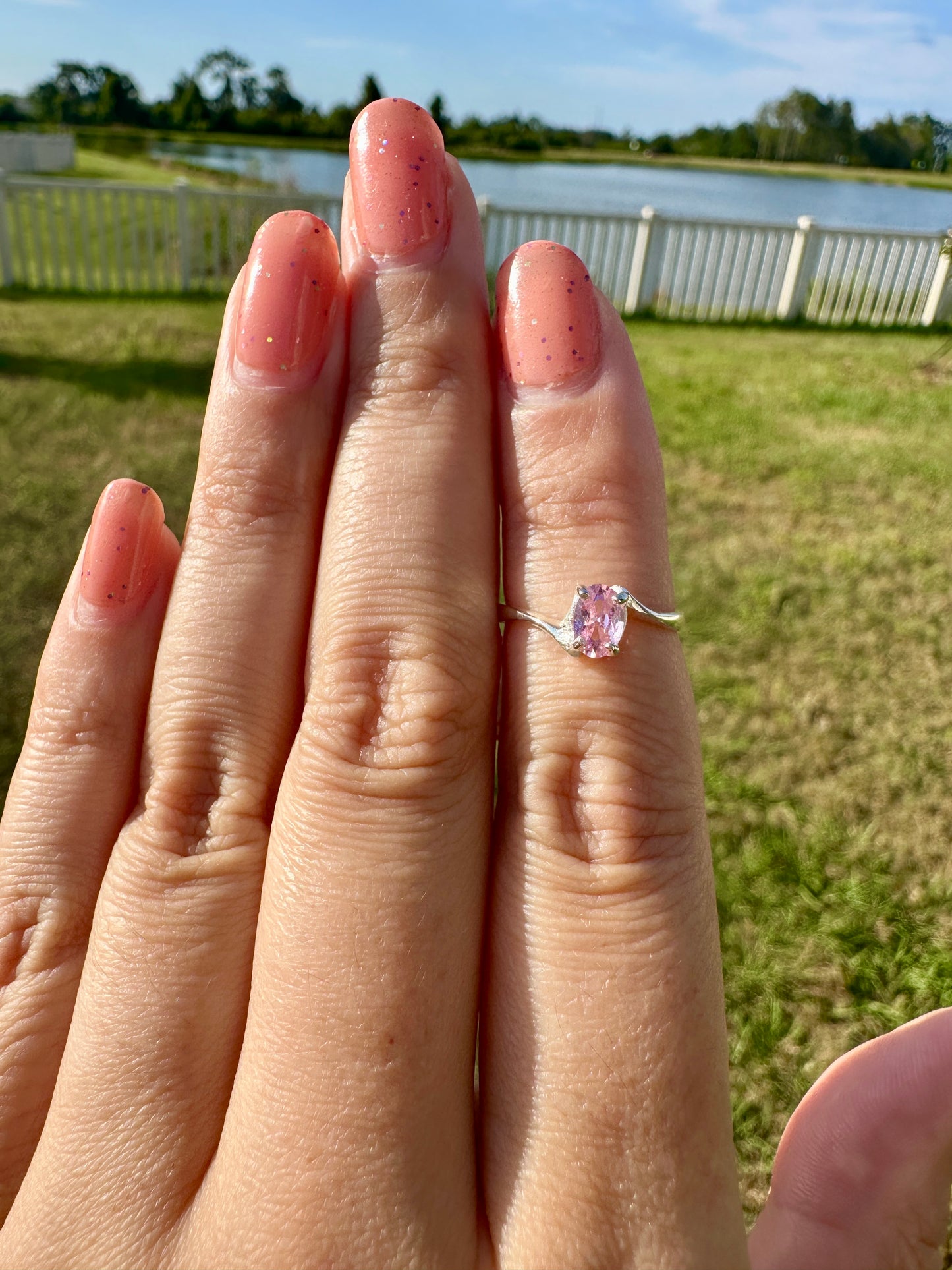 Pink Quartz Sterling Silver Ring Size 5 - Delicate Gemstone Jewelry for Girls, Perfect Gift, Elegant and Simple Design for Everyday Wear