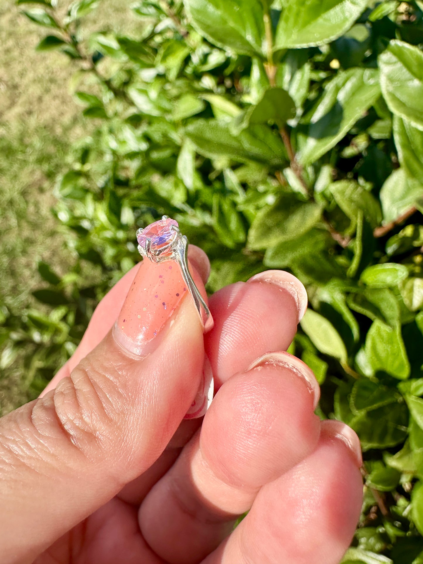 Pink Quartz Sterling Silver Ring Size 5 - Delicate Gemstone Jewelry for Girls, Perfect Gift, Elegant and Simple Design for Everyday Wear