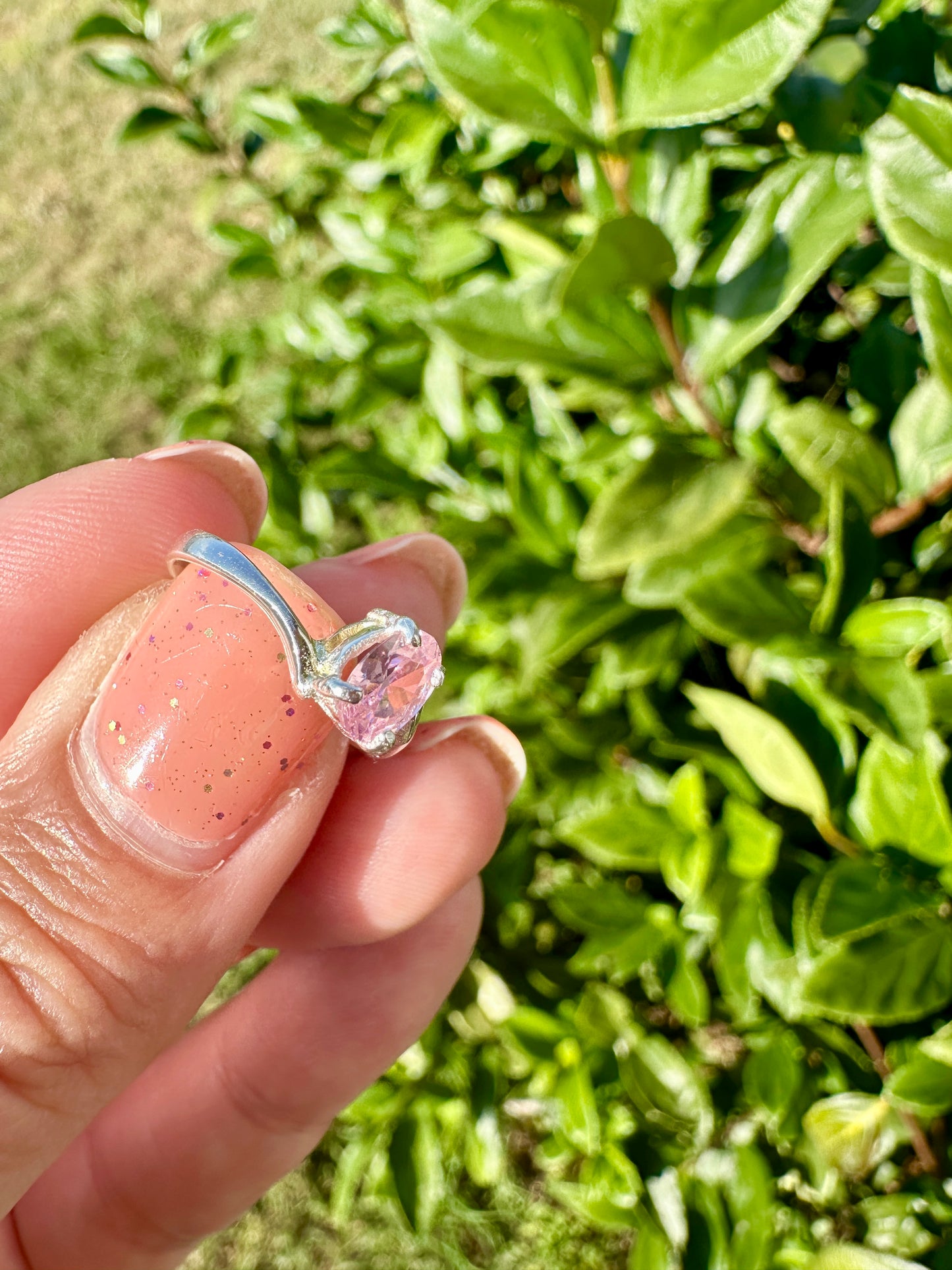 Pink Quartz Sterling Silver Ring Size 5 - Delicate Gemstone Jewelry for Girls, Perfect Gift, Elegant and Simple Design for Everyday Wear