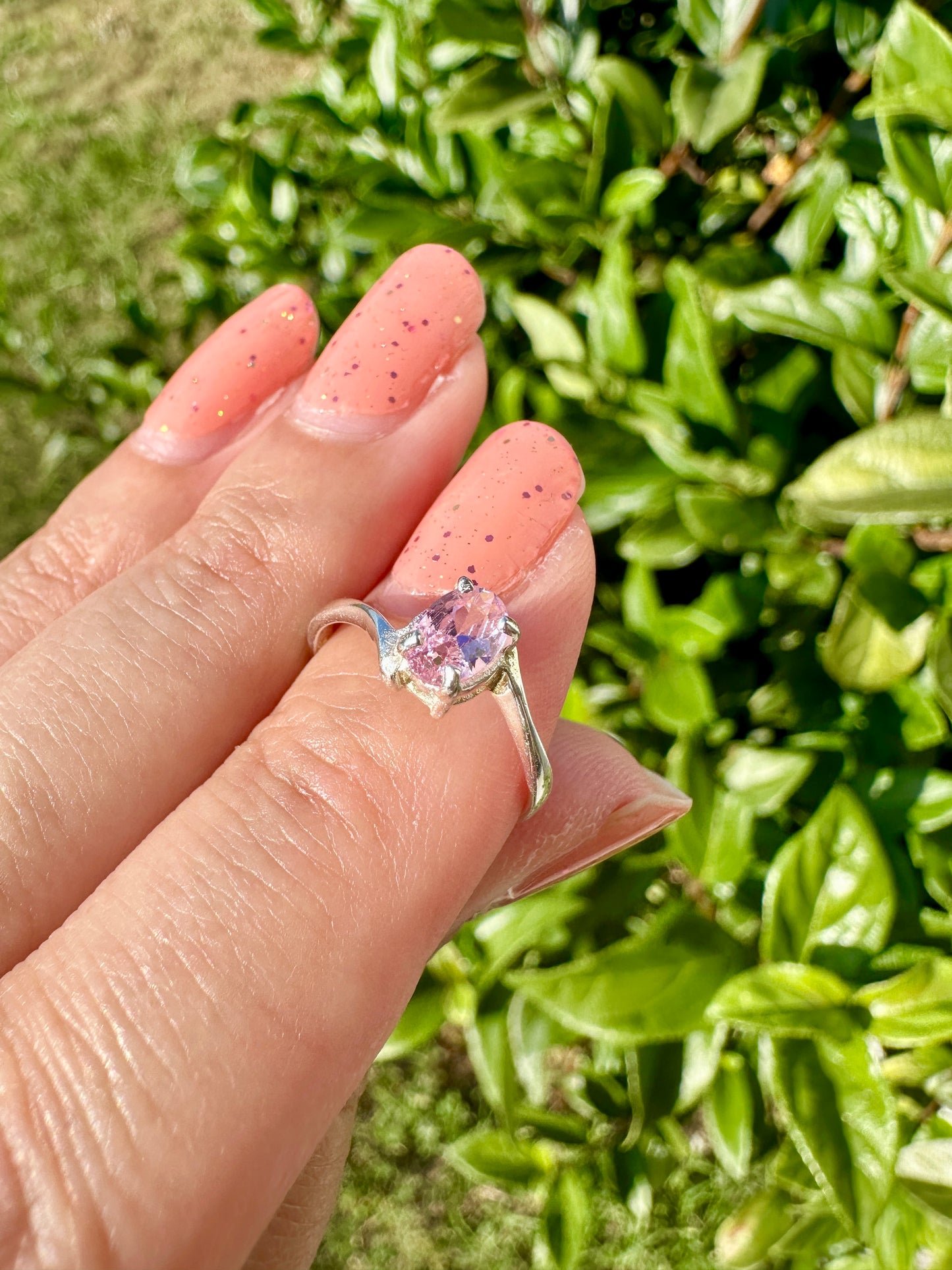 Pink Quartz Sterling Silver Ring Size 5 - Delicate Gemstone Jewelry for Girls, Perfect Gift, Elegant and Simple Design for Everyday Wear