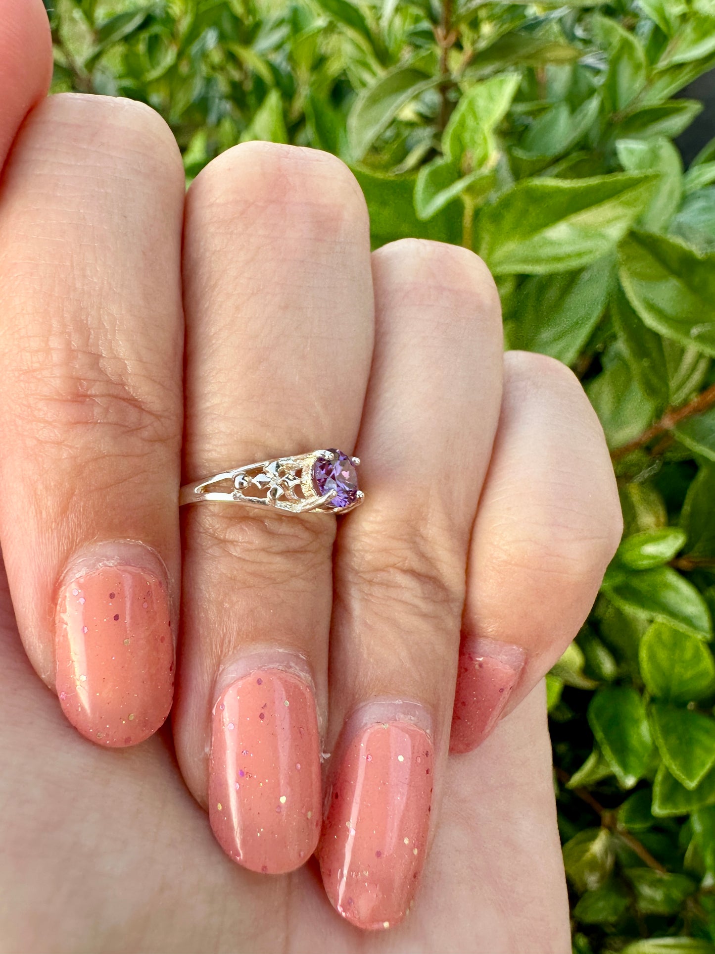 Amethyst Sterling Silver Ring Size 5 - Beautiful Purple Gemstone Jewelry for Girls, Elegant and Durable, Ideal Gift for Young Fashion Lovers