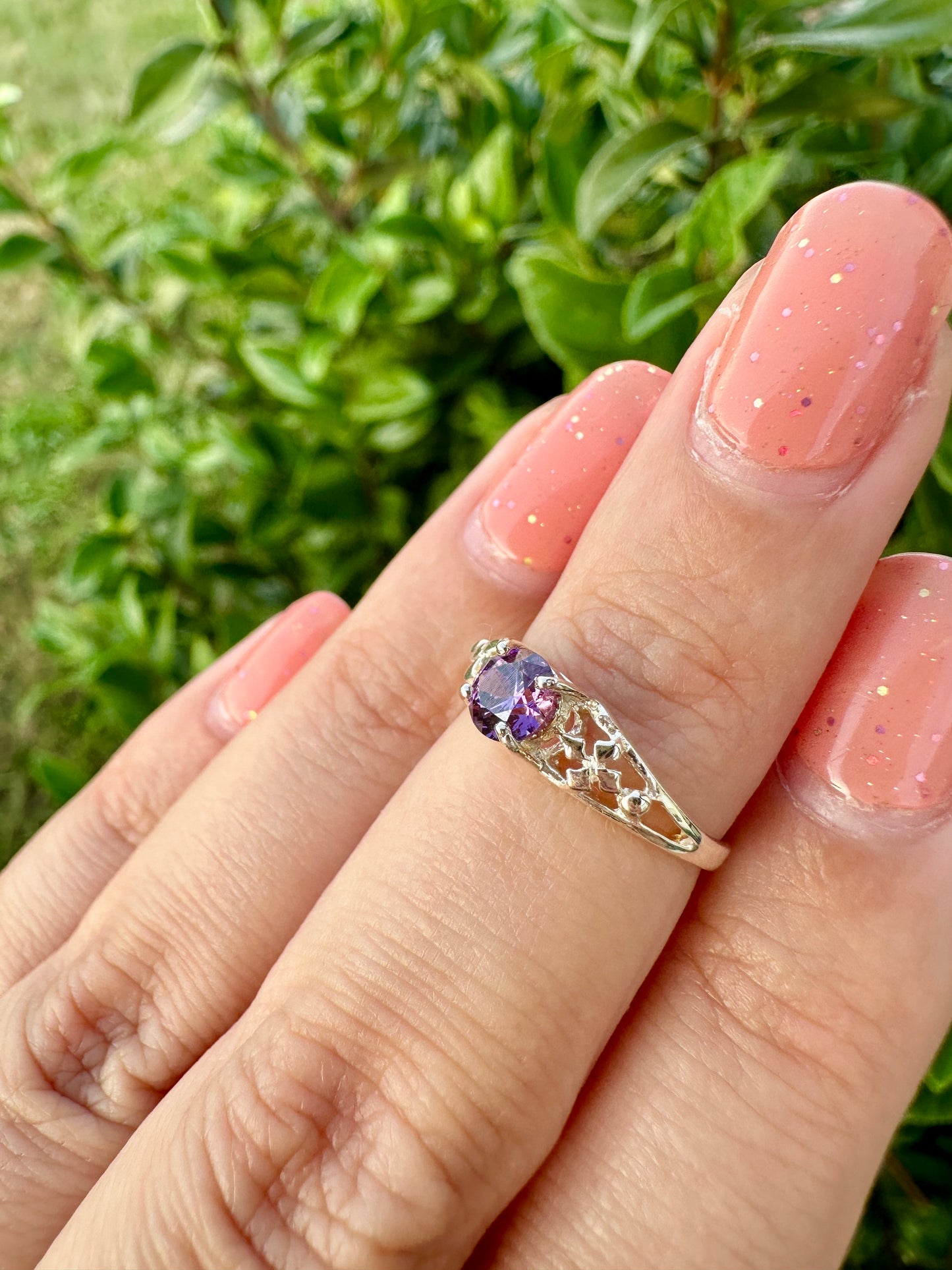 Amethyst Sterling Silver Ring Size 5 - Beautiful Purple Gemstone Jewelry for Girls, Elegant and Durable, Ideal Gift for Young Fashion Lovers