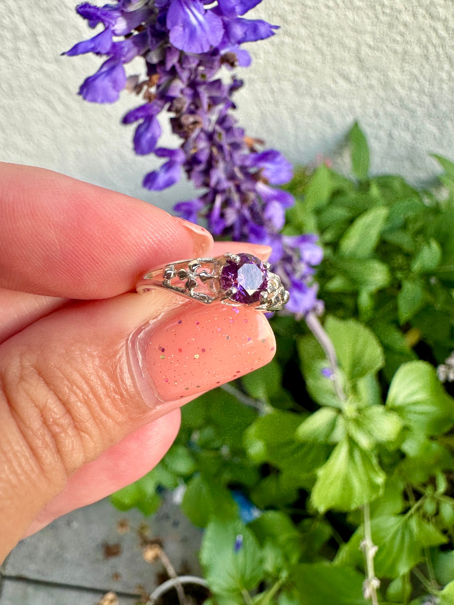 Amethyst Sterling Silver Ring Size 5 - Beautiful Purple Gemstone Jewelry for Girls, Elegant and Durable, Ideal Gift for Young Fashion Lovers