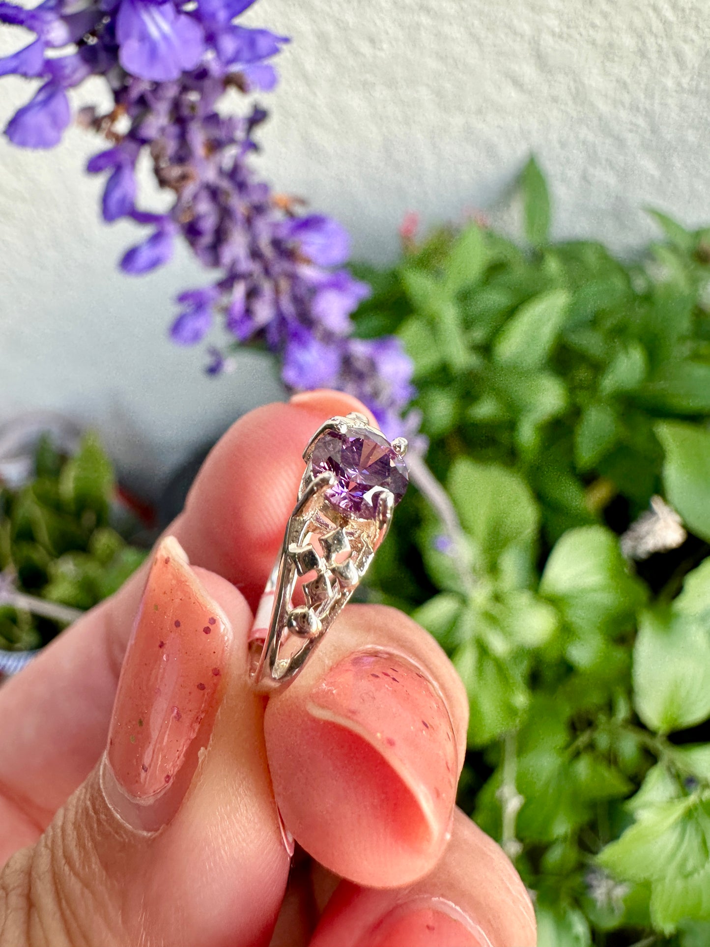 Amethyst Sterling Silver Ring Size 5 - Beautiful Purple Gemstone Jewelry for Girls, Elegant and Durable, Ideal Gift for Young Fashion Lovers